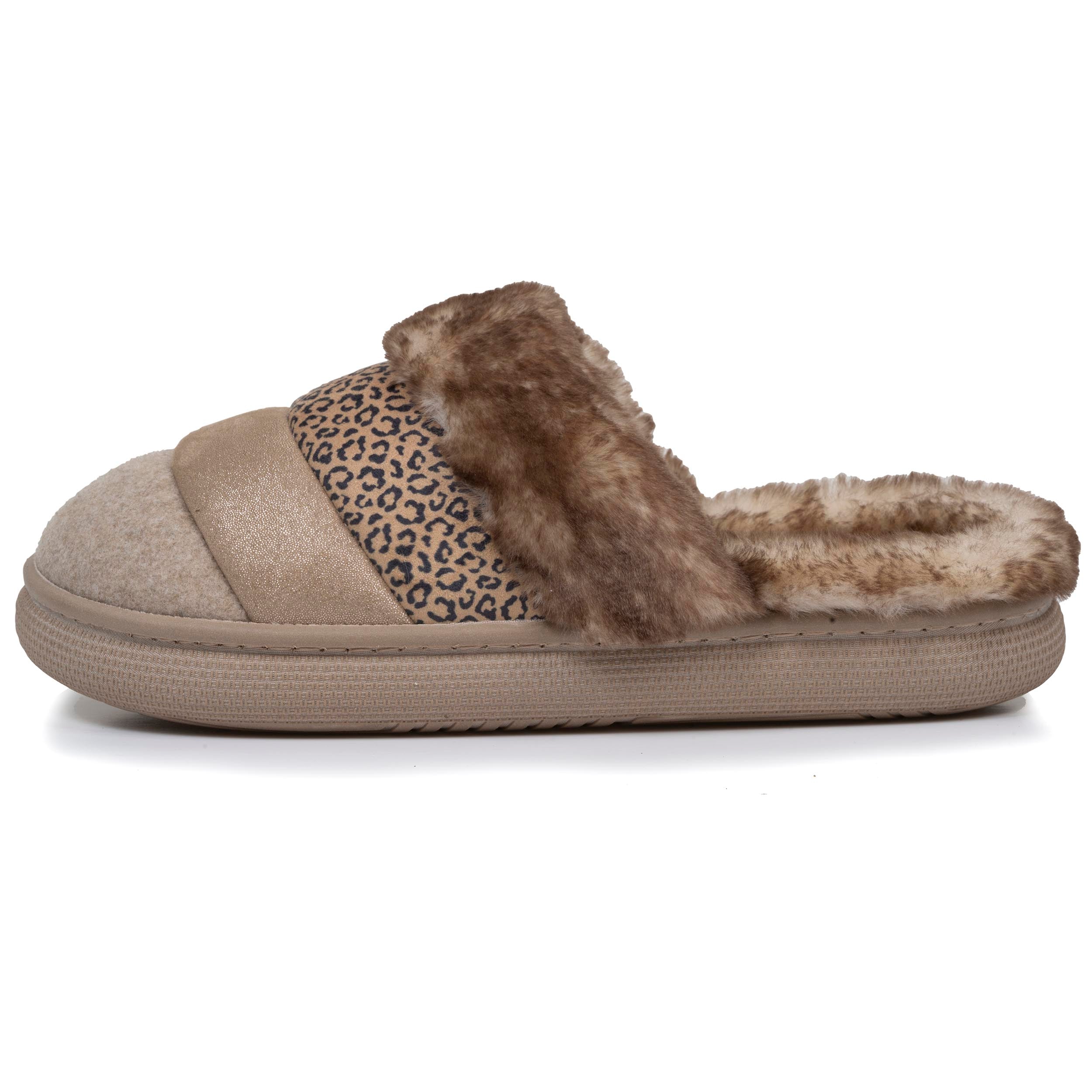 isotoner-chaussons-mules-femme-bloup-l-opard-beige-confort-nuage image 3