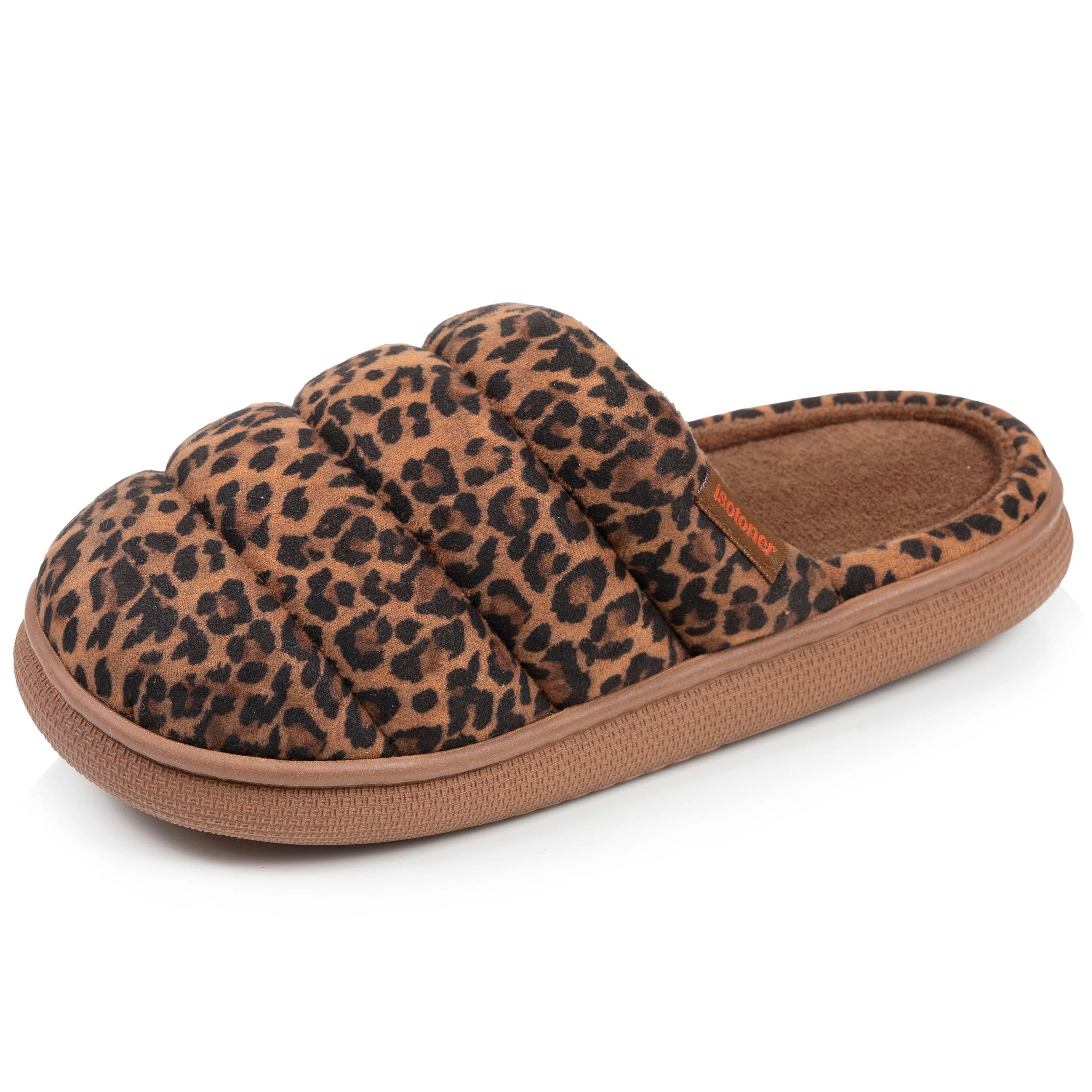 isotoner-chaussons-mules-femme-bloup-l-opard-camel image 1