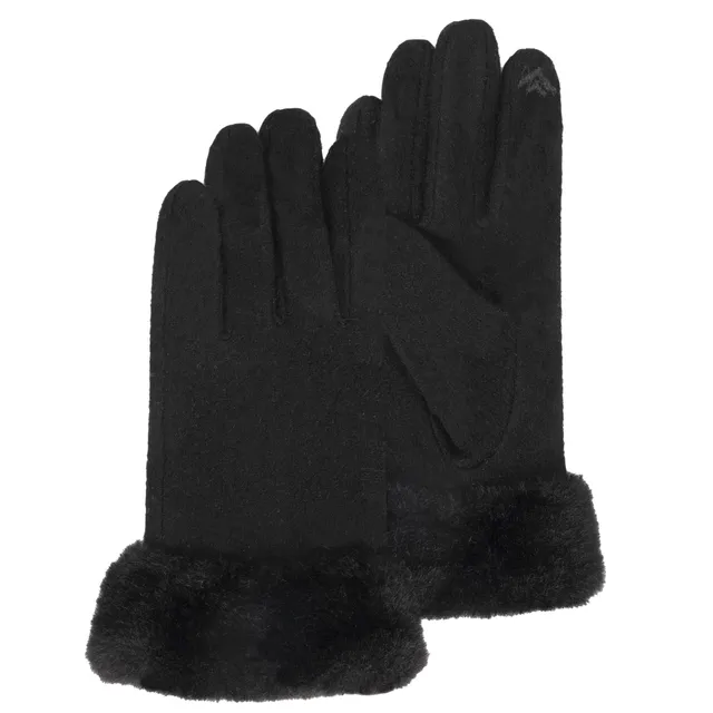 isotoner-gants-femme-tactiles-laine-noir-smartouch image 1