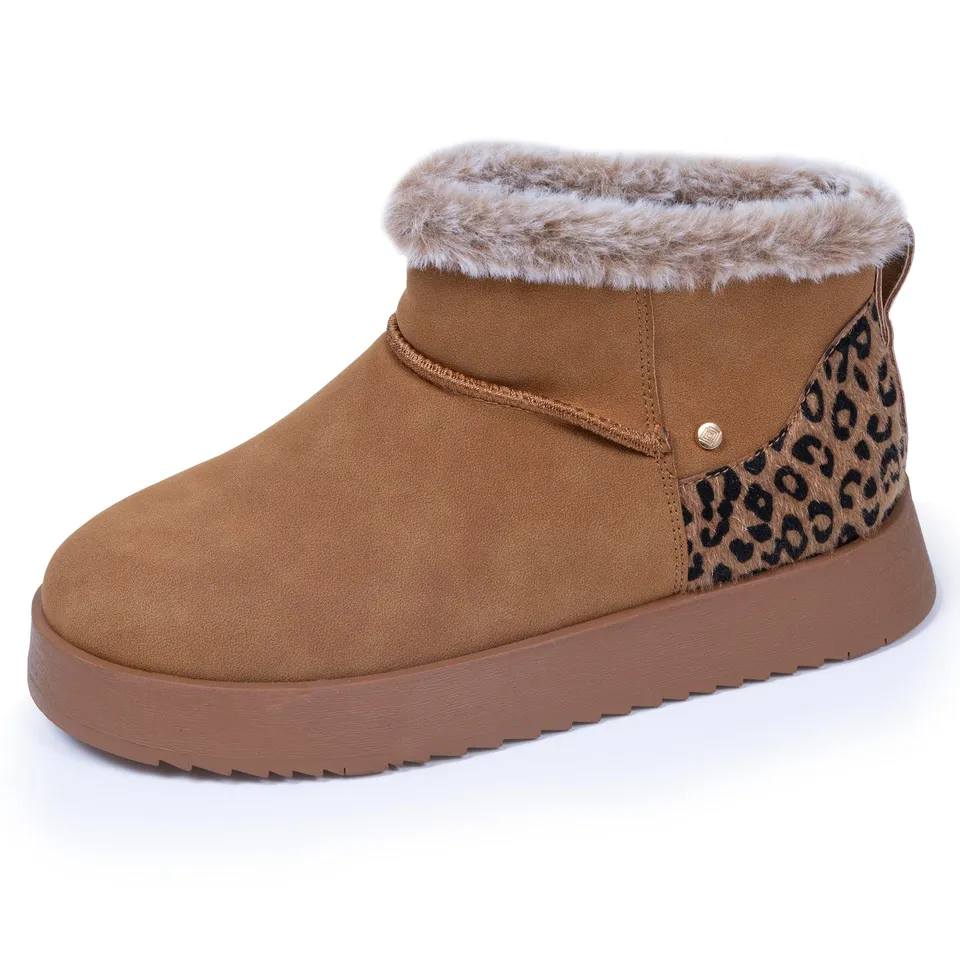 isotoner-bottines-femme-imitation-fourrure-camel-l-opard-plateforme image 1