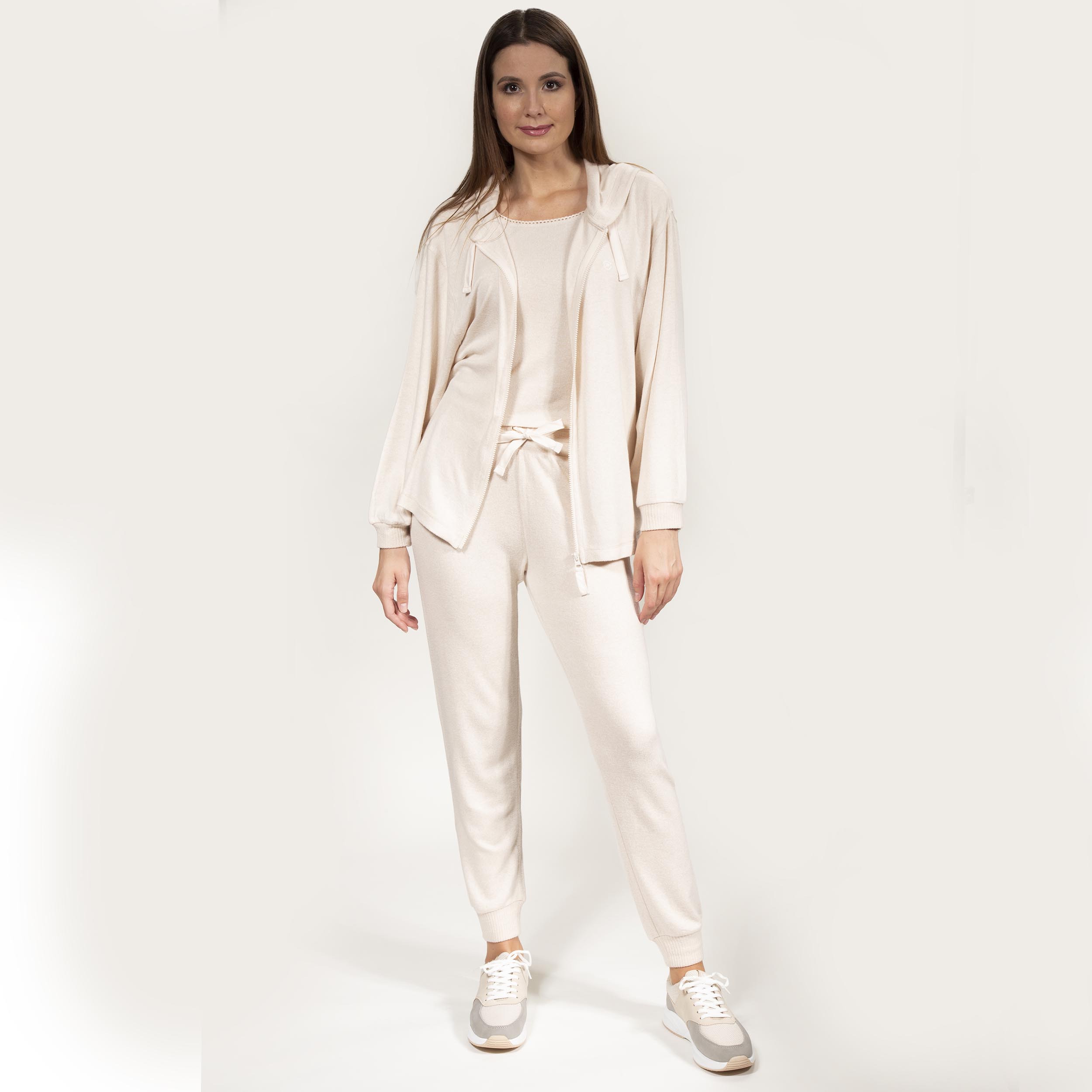 isotoner-pantalon-jogger-femme-beige-homewear-ultra-doux image 3