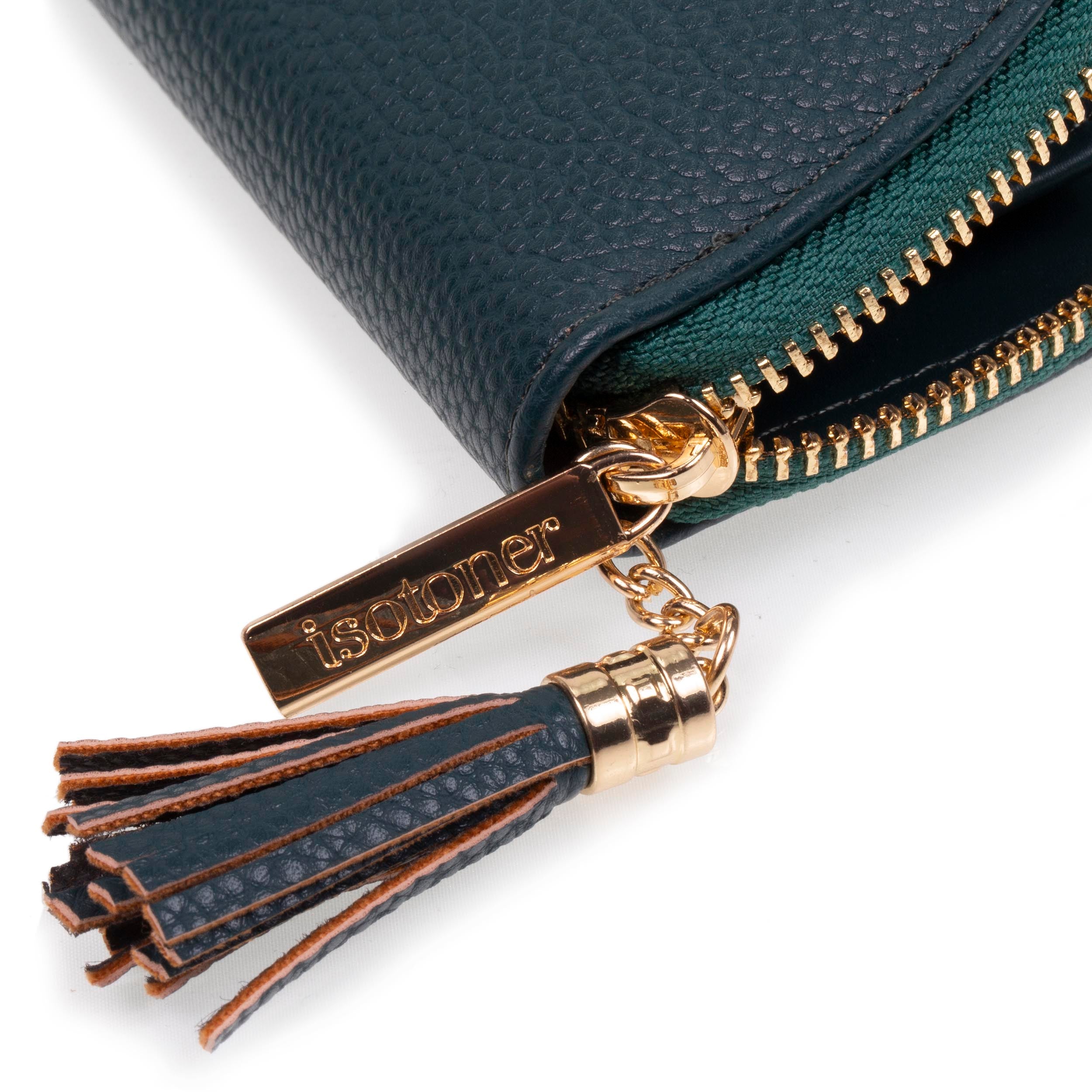 isotoner-porte-monnaie-demi-lune-femme-vert-anti-rfid image 4