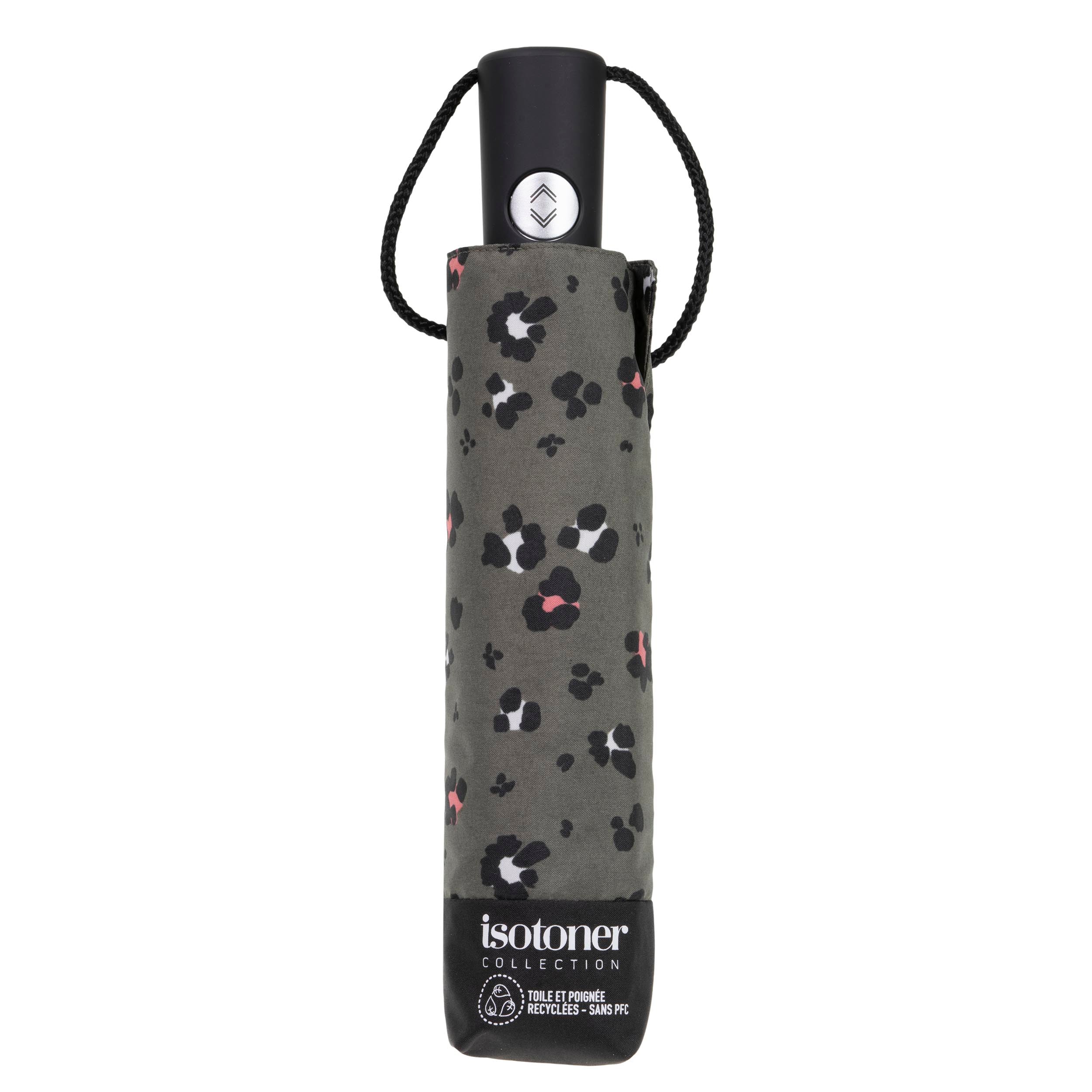 isotoner-parapluie-auto-l-opard-kaki-ouverture-fermeture-automatique image 4