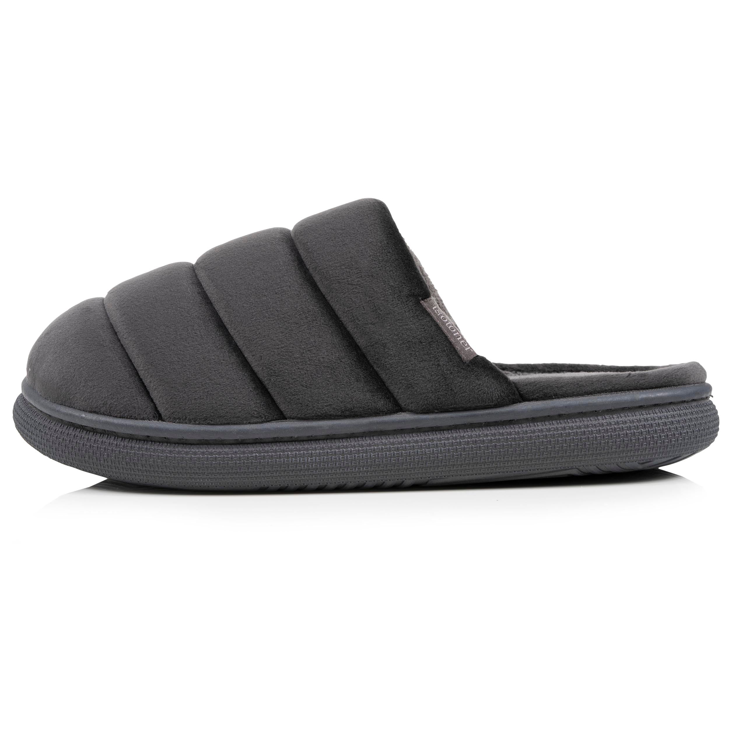 isotoner-chaussons-mules-homme-bloup-gris-velours-confort image 4