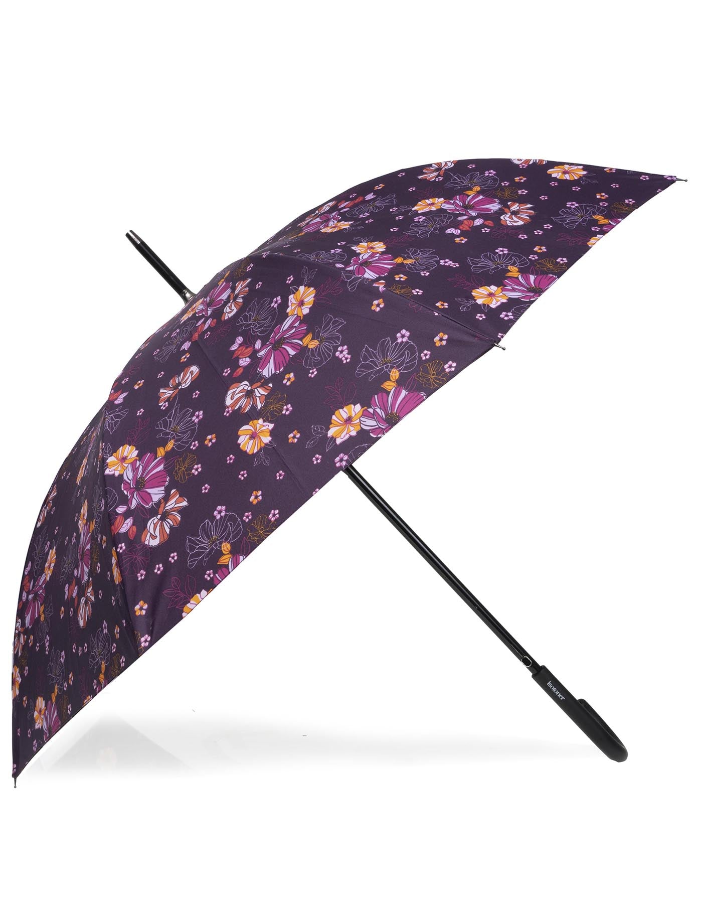 isotoner-parapluie-canne-auto-fleurs-aubergine-d-perlant image 7