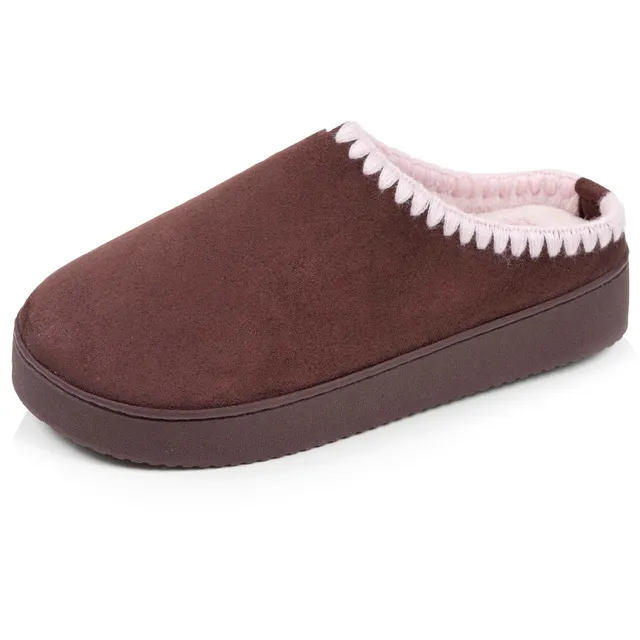 isotoner-chaussons-mules-plateforme-femme-cachou image 1