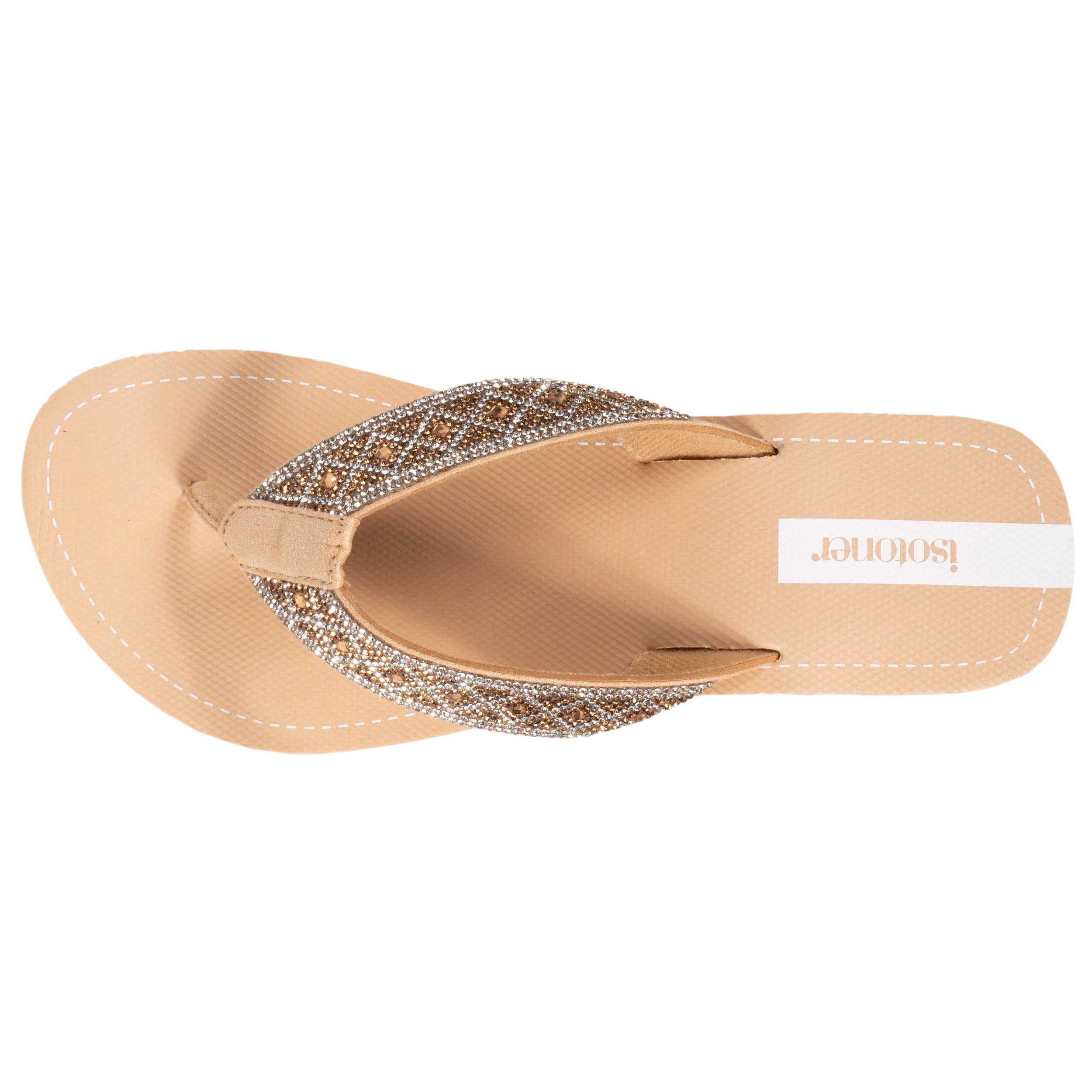 isotoner-tongs-femme-talon-paillettes-beige-4-cm image 3