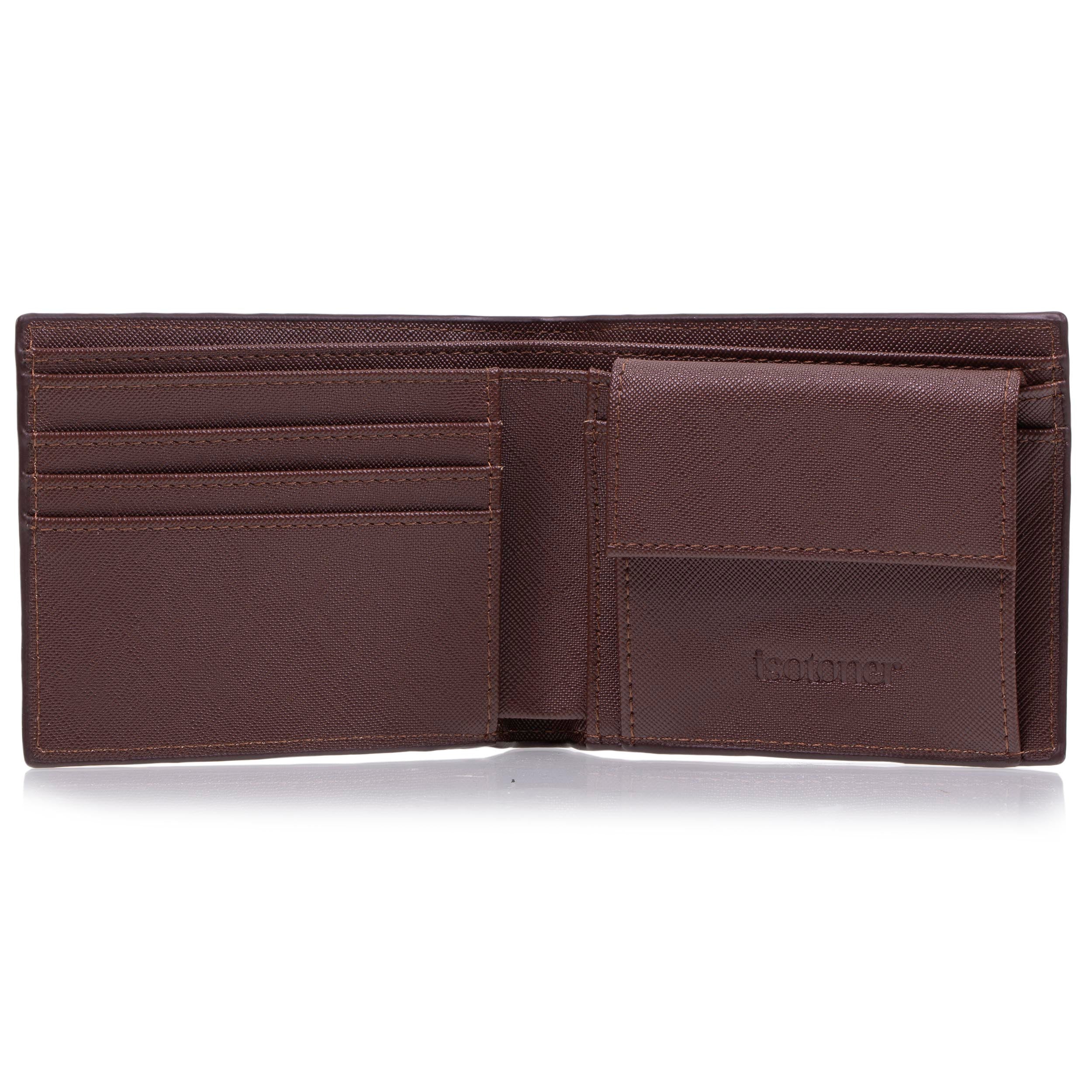 isotoner-portefeuille-homme-pression-marron-vintage-rfid image 2