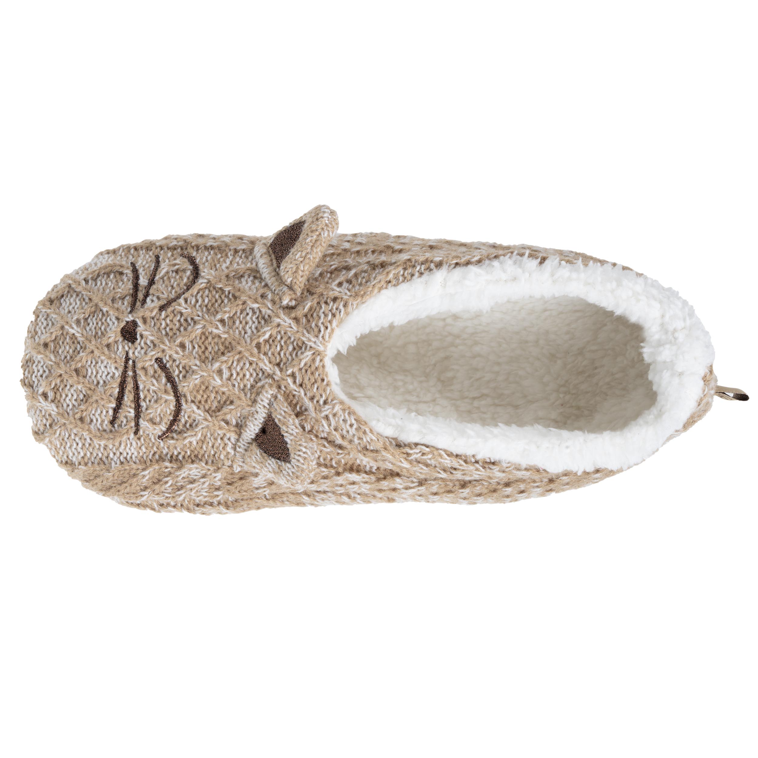 isotoner-chaussettes-chaussons-femme-maille-chat-beige image 2