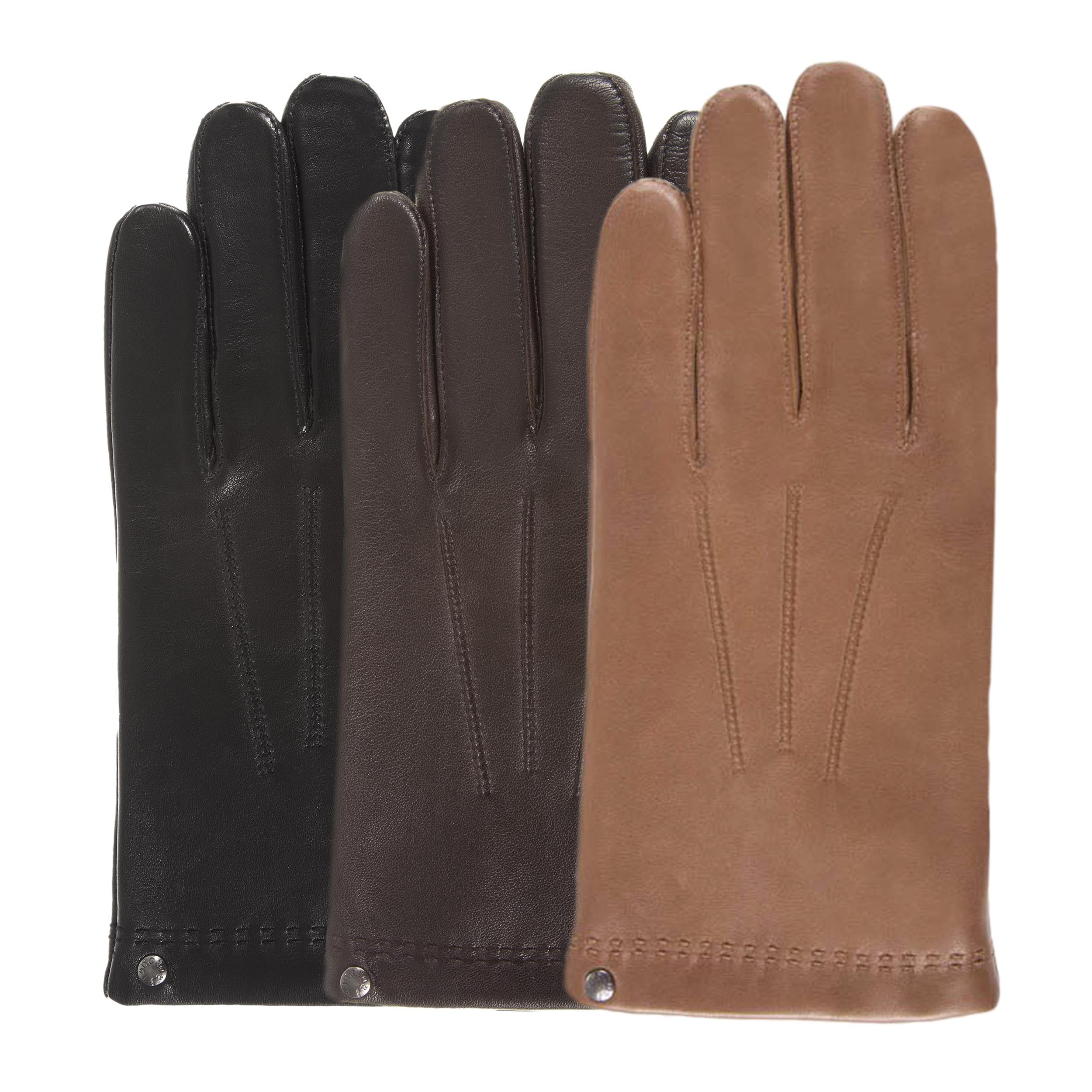 isotoner-gants-homme-cuir-cachemire-soie-marron image 2