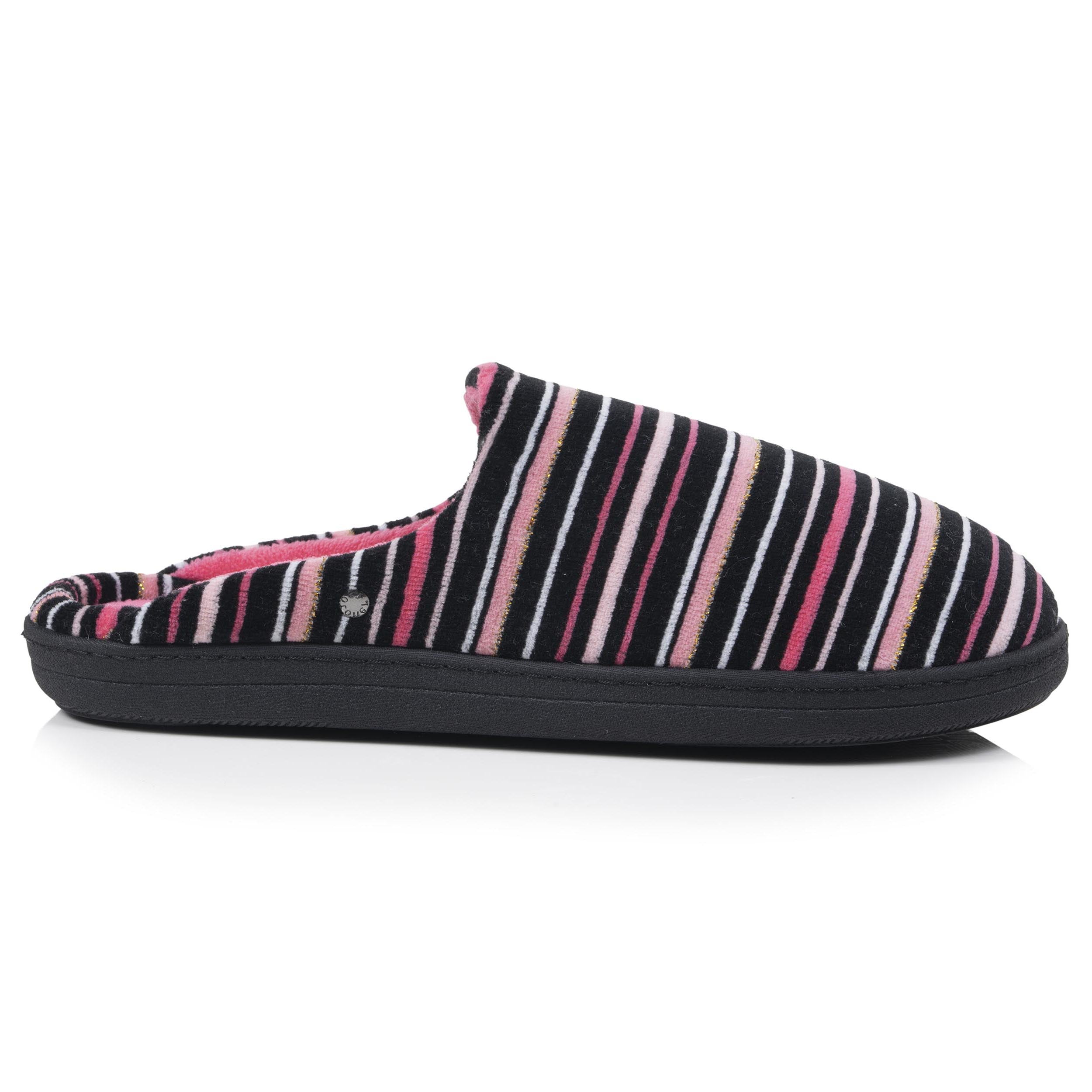 isotoner-chaussons-mules-femme-rayures-roses image 8