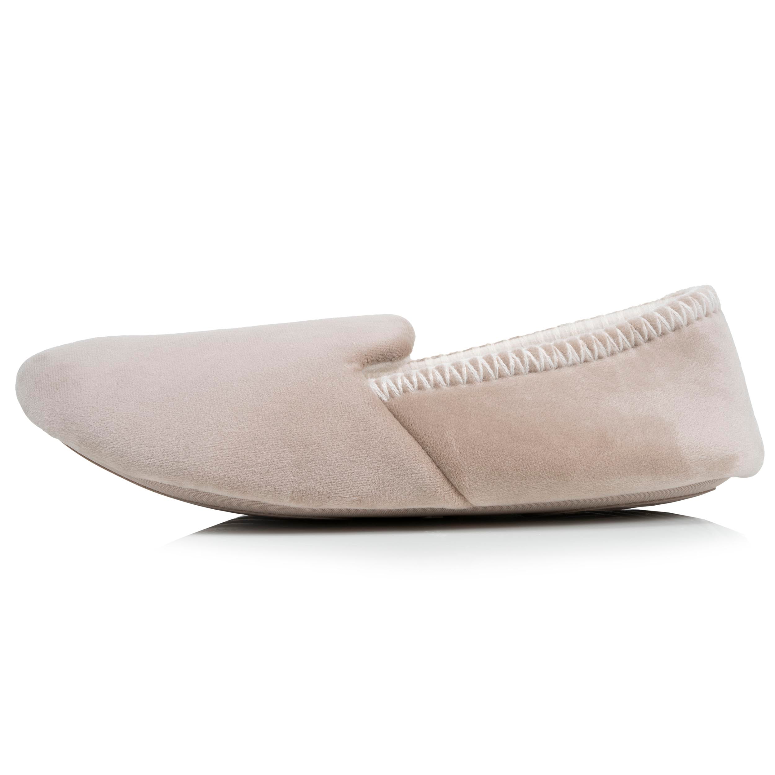 isotoner-chaussons-slippers-femme-beige-broderie image 4