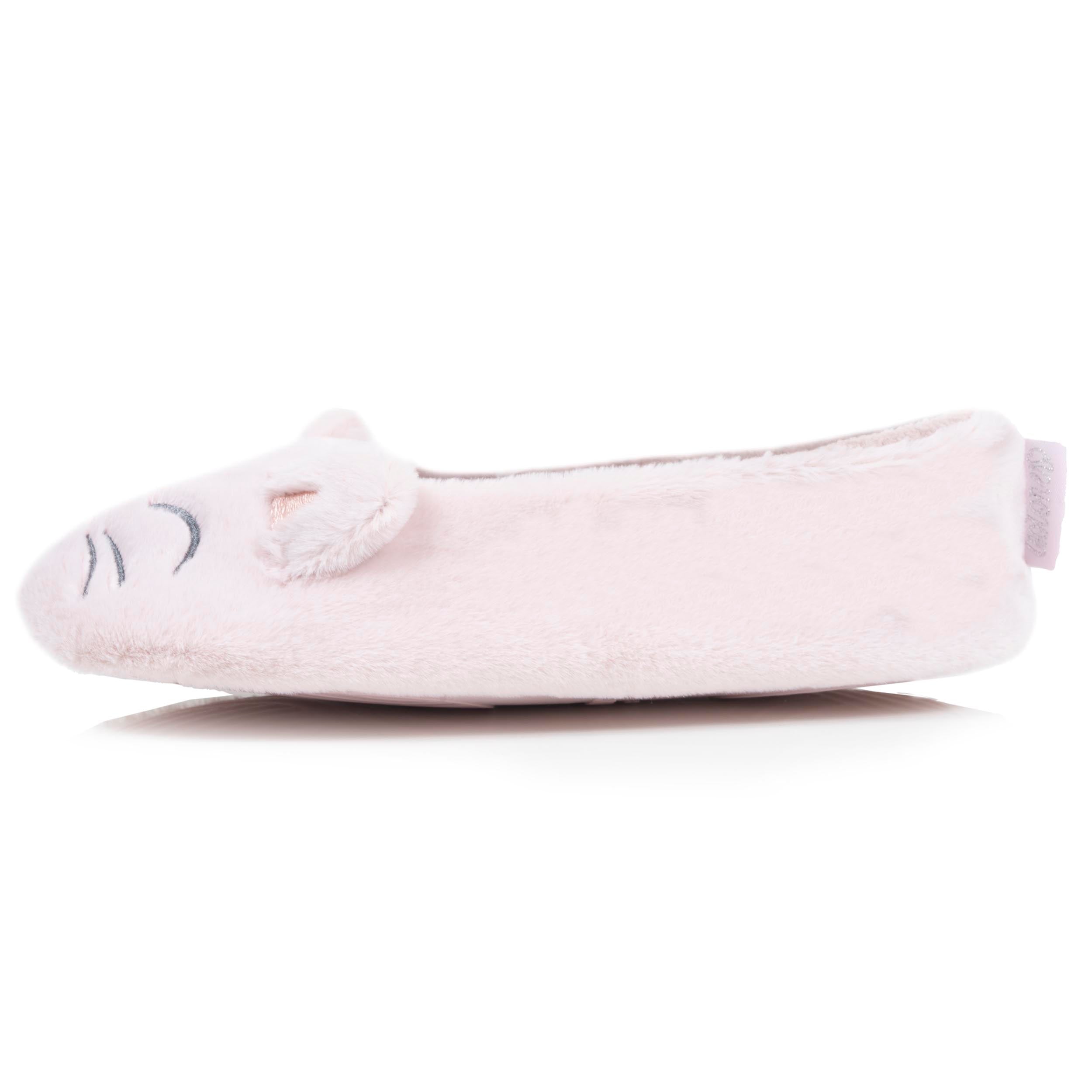isotoner-chaussons-ballerines-femme-3d-fourrure-rose image 4