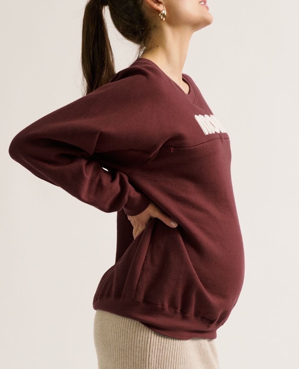 cache-c-ur-mom-sweat-de-grossesse-et-allaitement-prune image 2