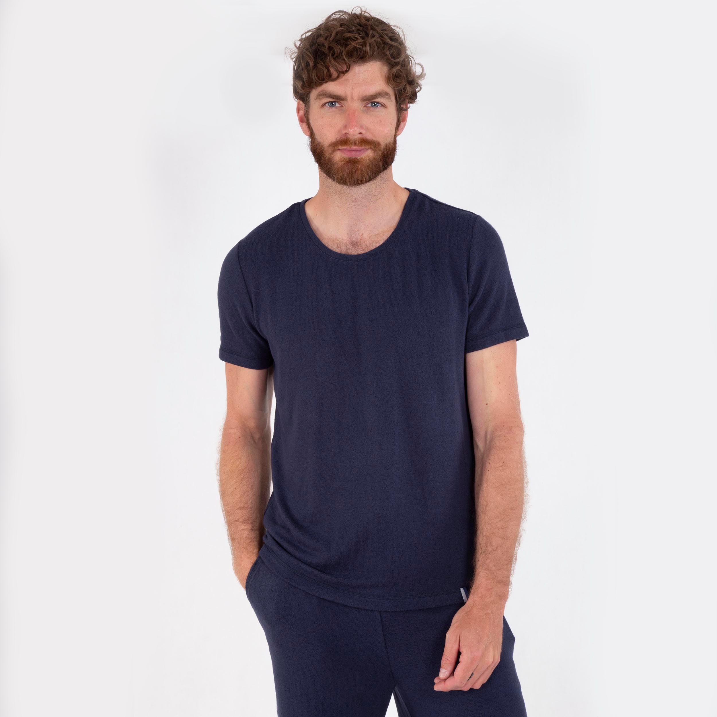 isotoner-t-shirt-manches-courtes-homme-marine-viscose-ecovero-ultra-doux image 1