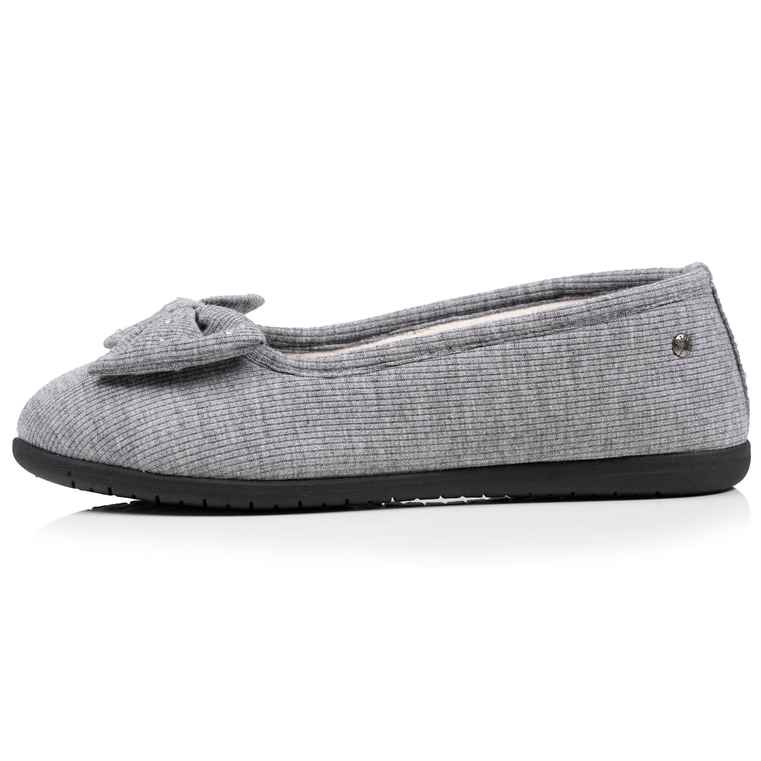 isotoner-chaussons-ballerines-femme-gris-n-ud-iris-everywear image 4