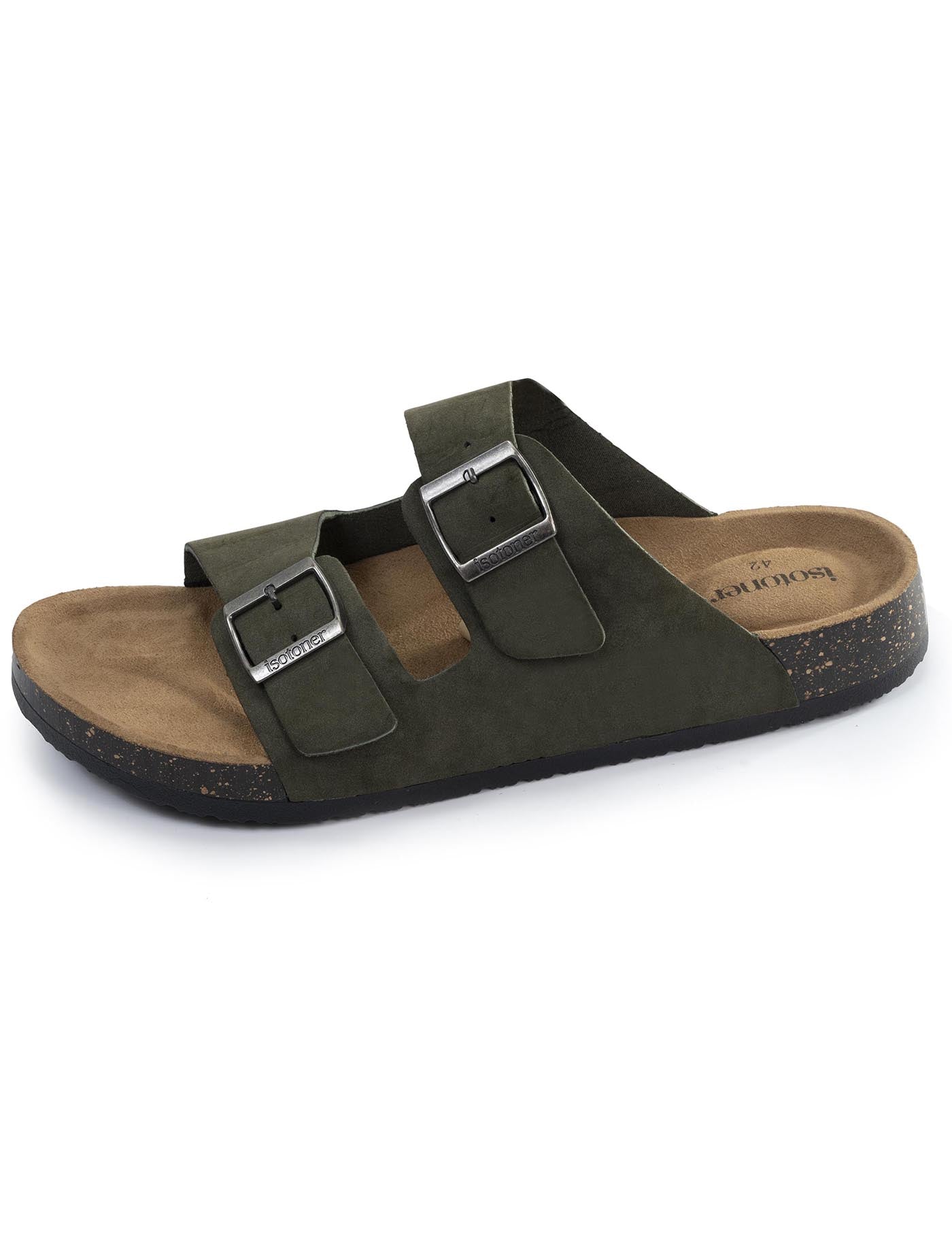 isotoner-mules-sandales-homme-double-bride-kaki-r-glable image 6