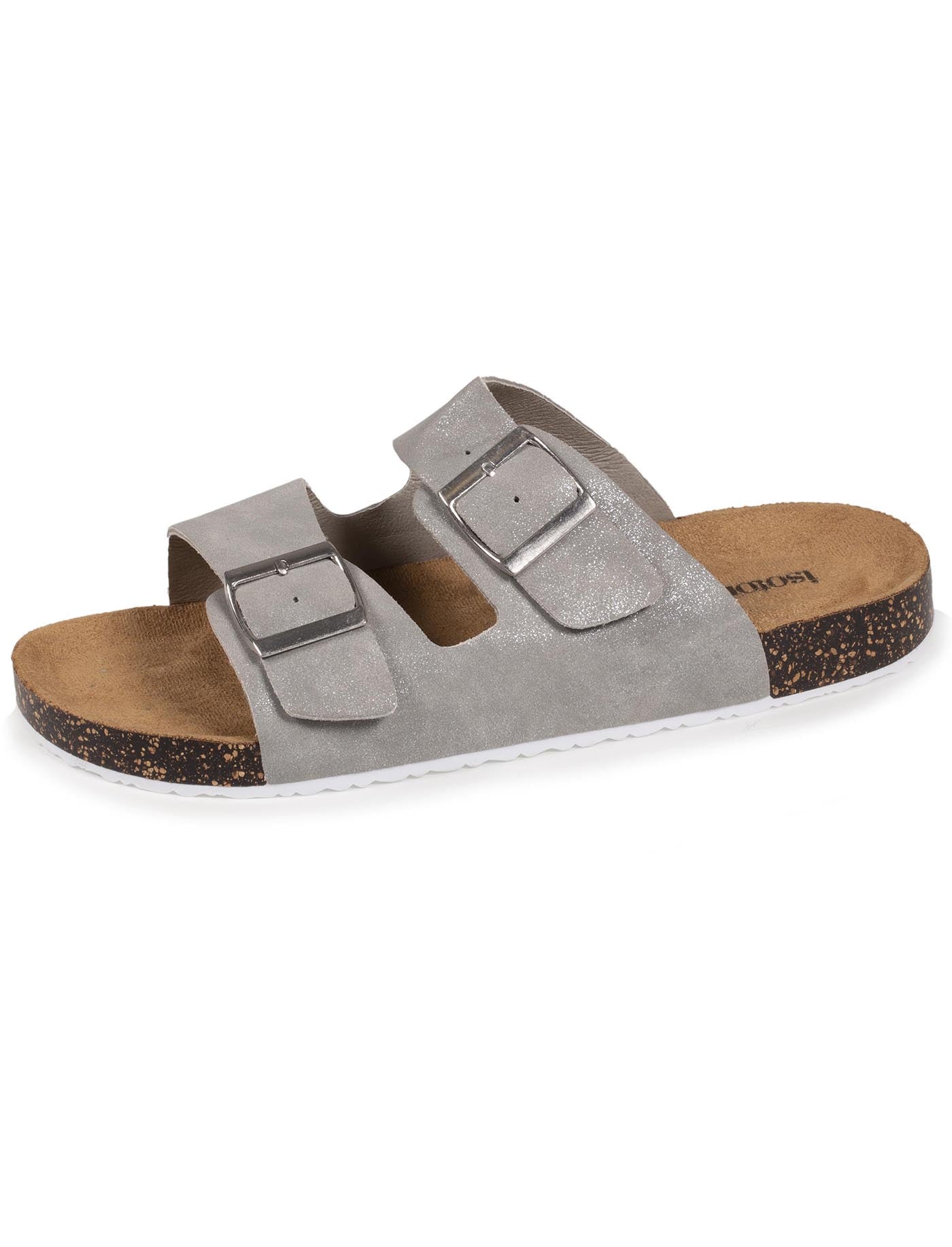 isotoner-mules-claquettes-femme-double-bride-gris-paillet image 6