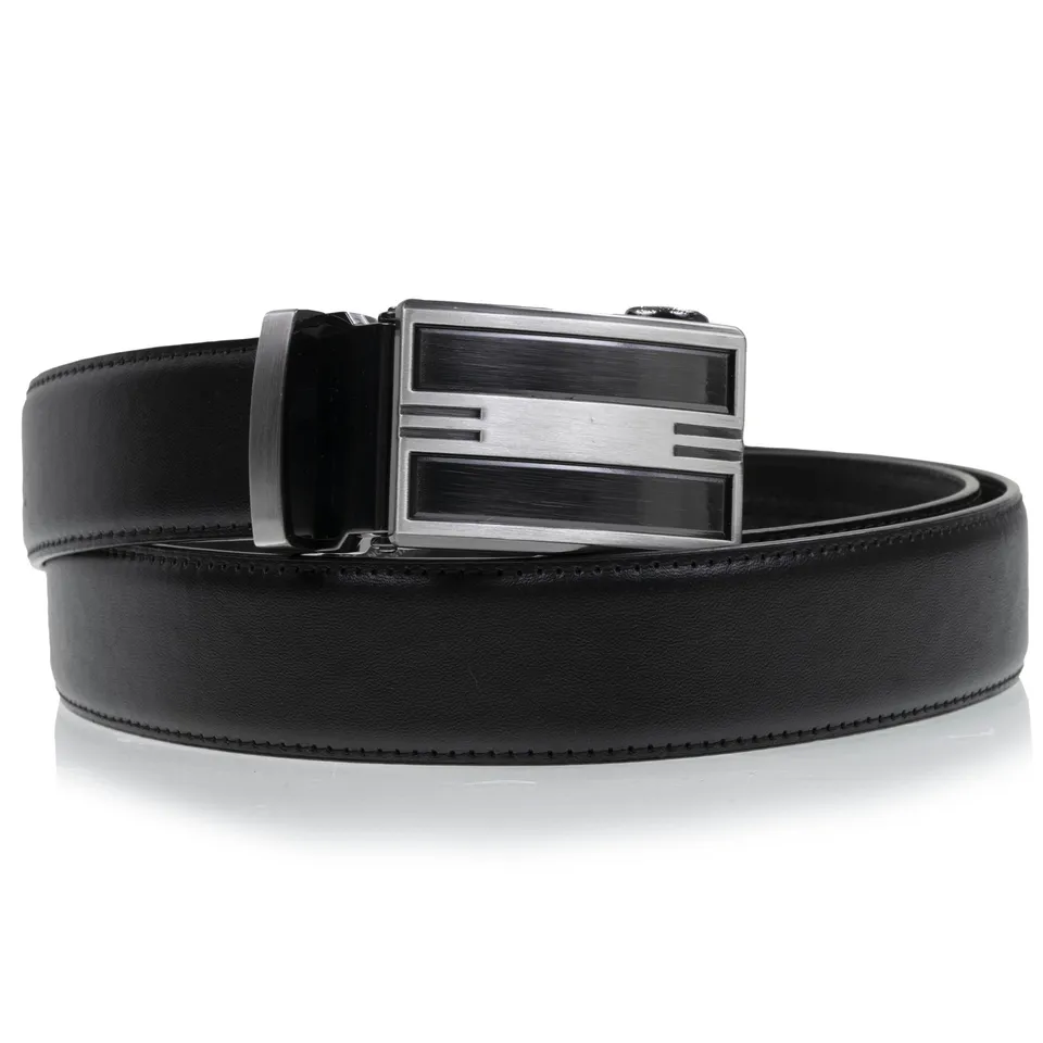 isotoner-ceinture-homme-noir-ajustable-boucle-bicolore-3-3-cm image 1