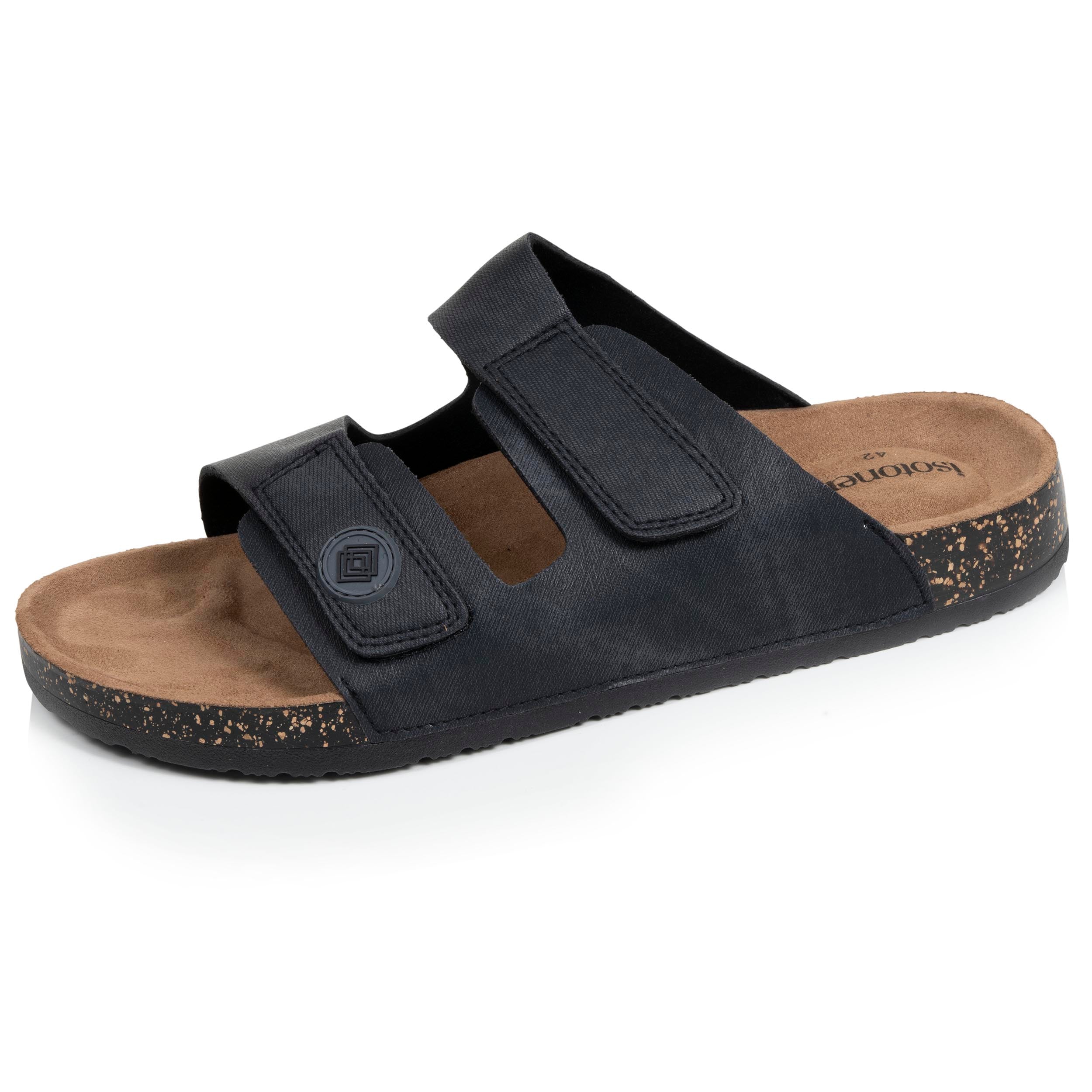 isotoner-mules-sandales-homme-double-bride-scratch-noir image 2