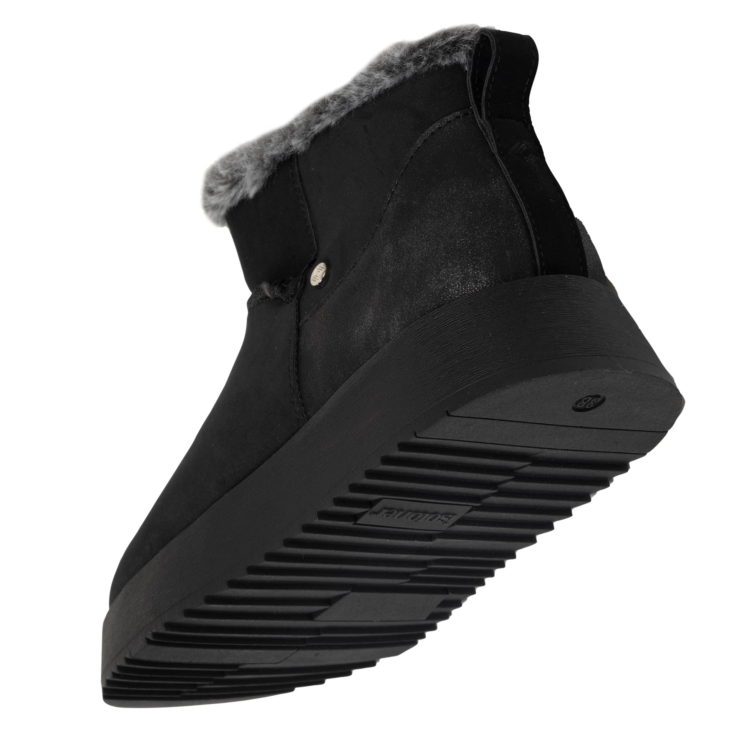 isotoner-bottines-basses-femme-imitation-fourrure-noir-plateforme image 5