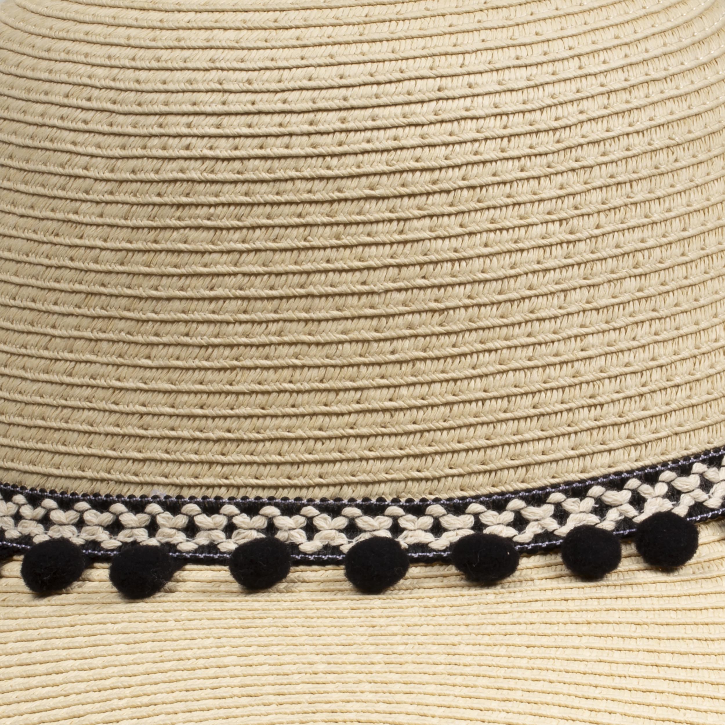 isotoner-chapeau-capeline-femme-pompons-noirs-r-glable-57-59-cm image 2