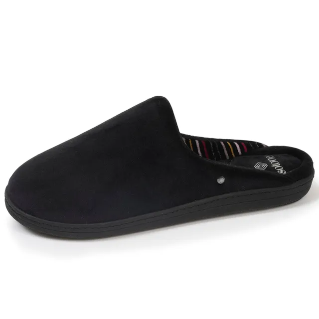 isotoner-everywear-chaussons-mules-femme-noir-rayures-m-moire image 1