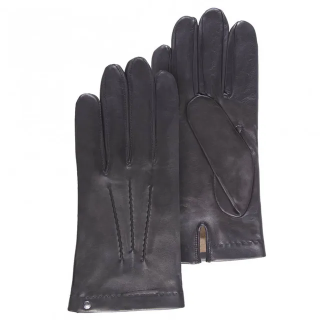 isotoner-gants-homme-cuir-d-agneau-soie-noir image 1