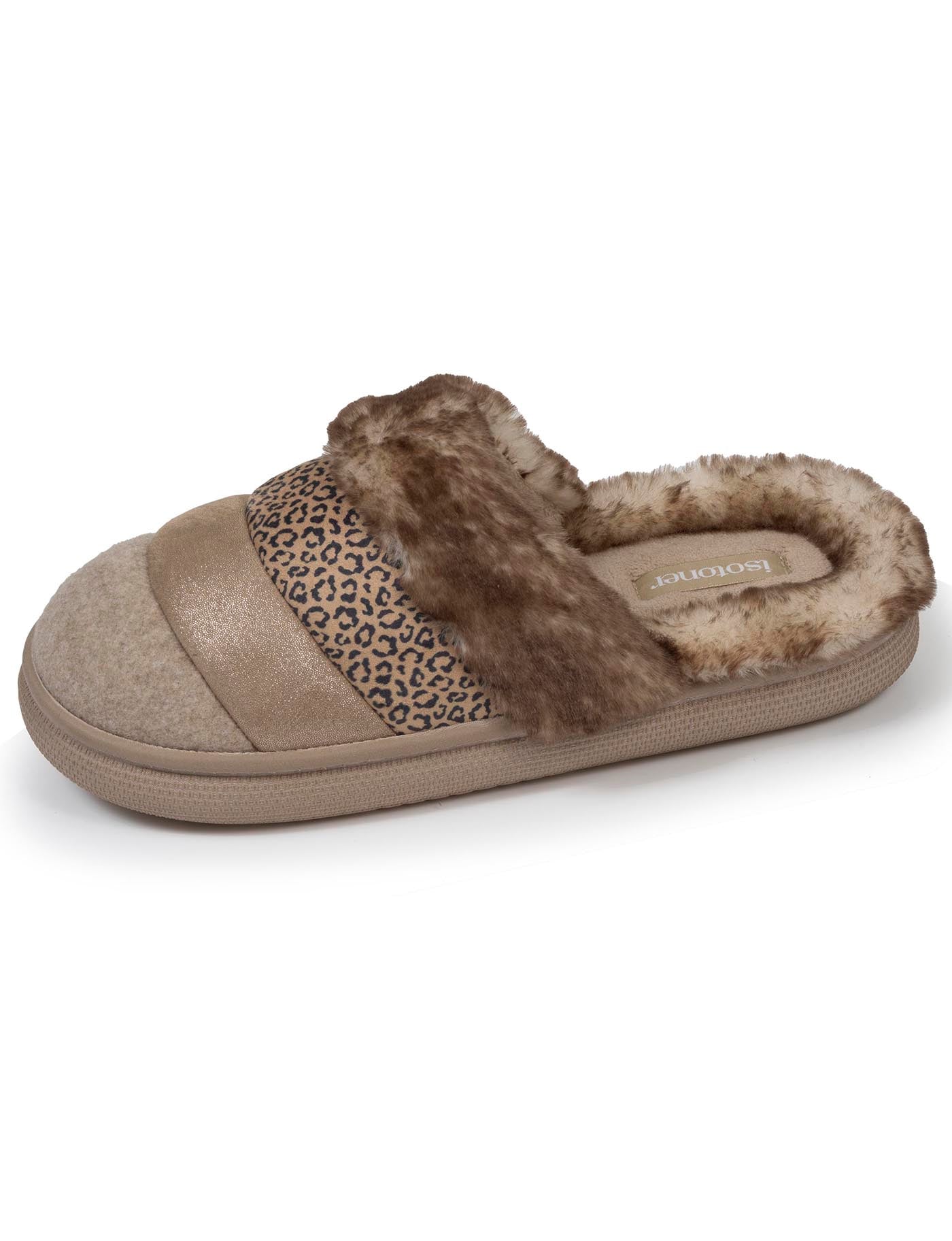 isotoner-chaussons-mules-femme-bloup-l-opard-beige-confort-nuage image 6