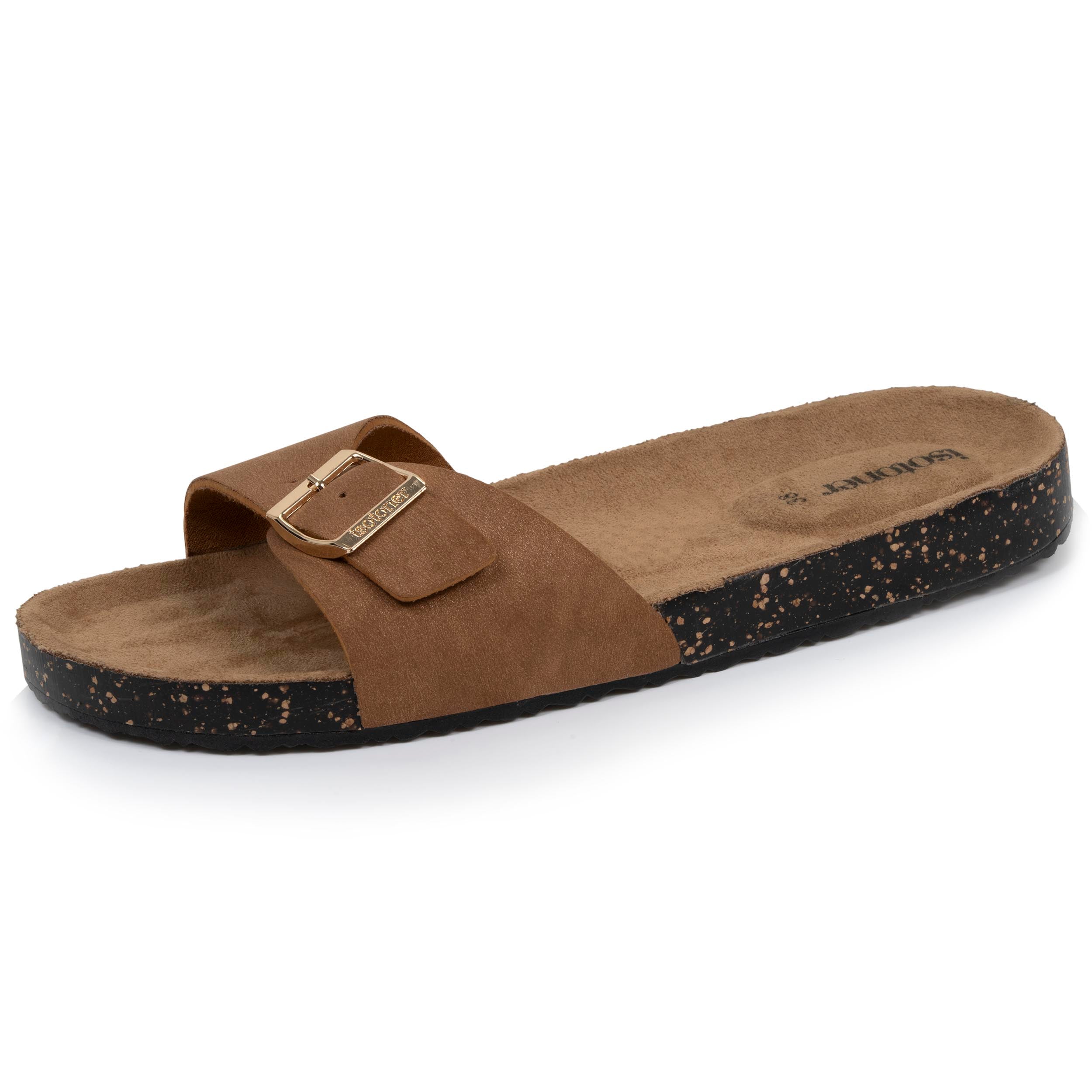 isotoner-mules-sandales-femme-simple-bride-camel image 1