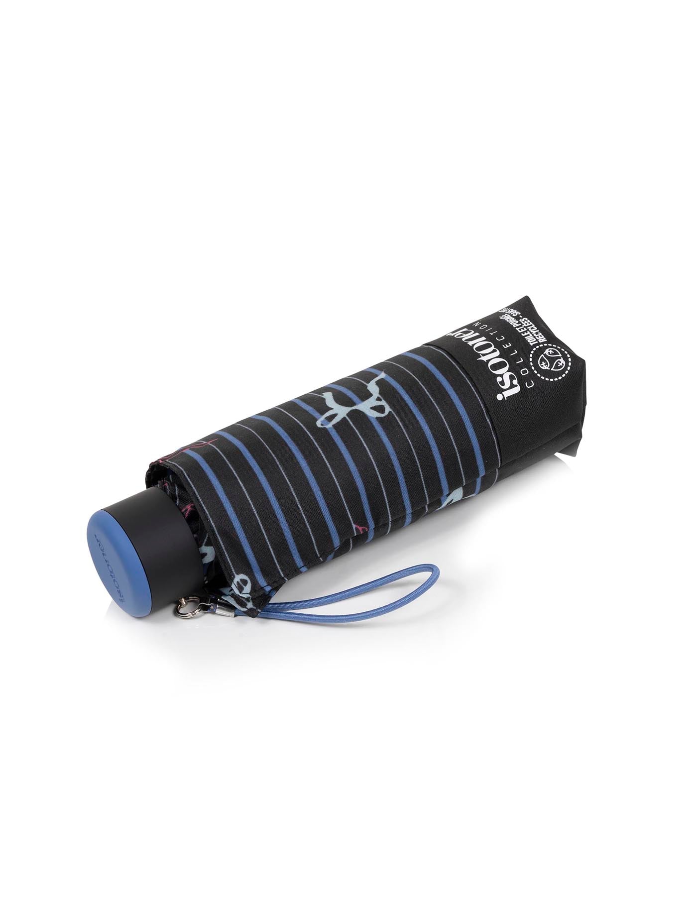 isotoner-parapluie-mini-slim-rayure-n-ud-bleu-compact-16-cm image 6