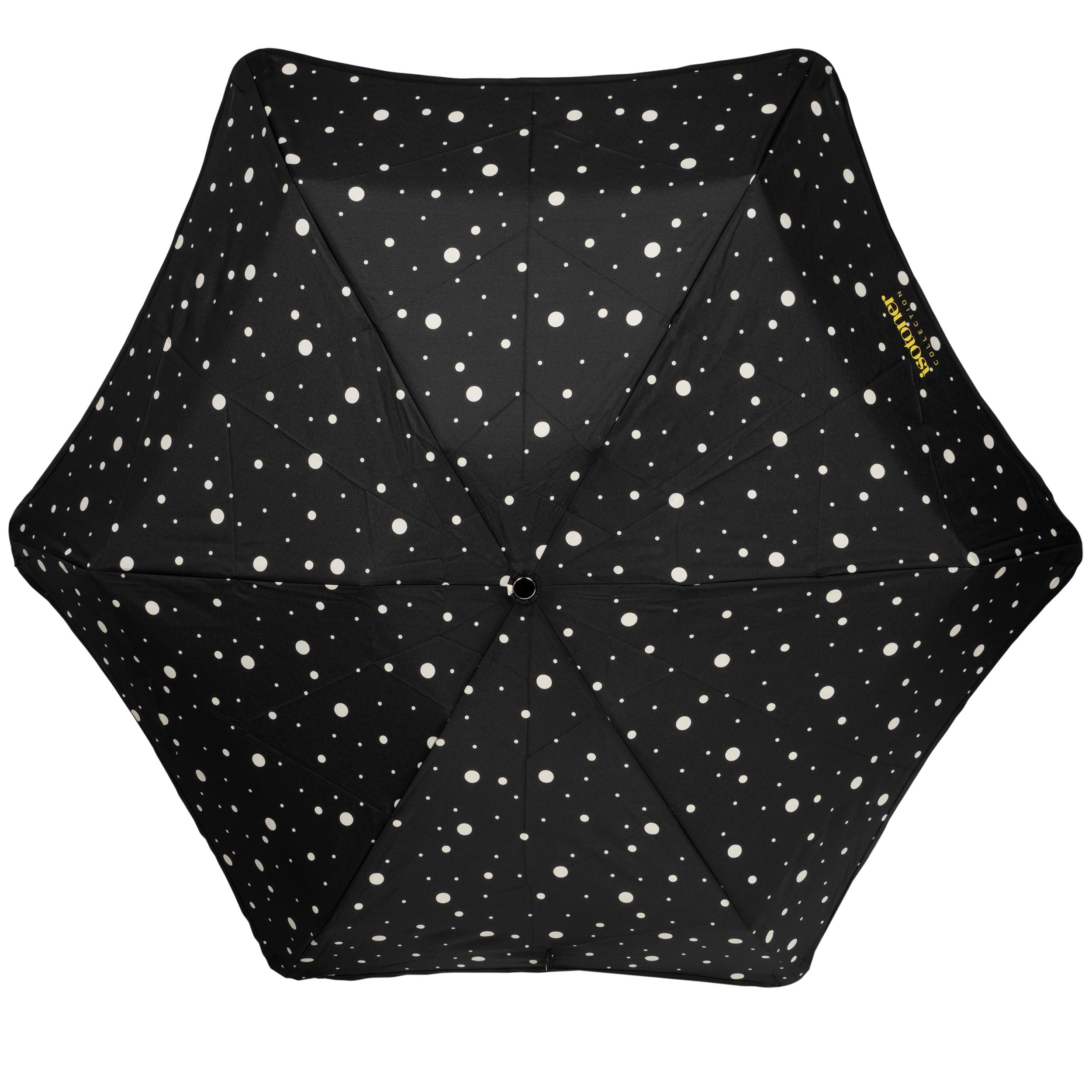 isotoner-x-tra-solide-parapluie-23-cm-pois-noir-jaune-automatique image 3