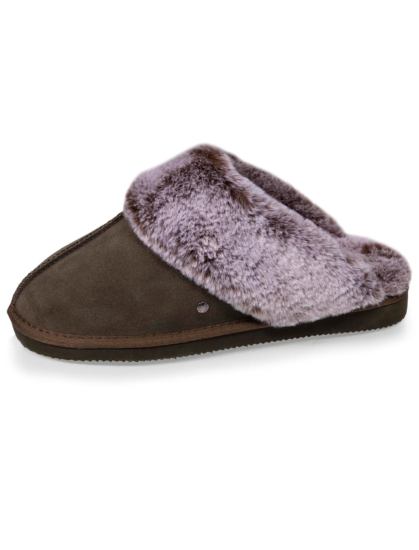 isotoner-chaussons-mules-en-cuir-femme-kaki image 6