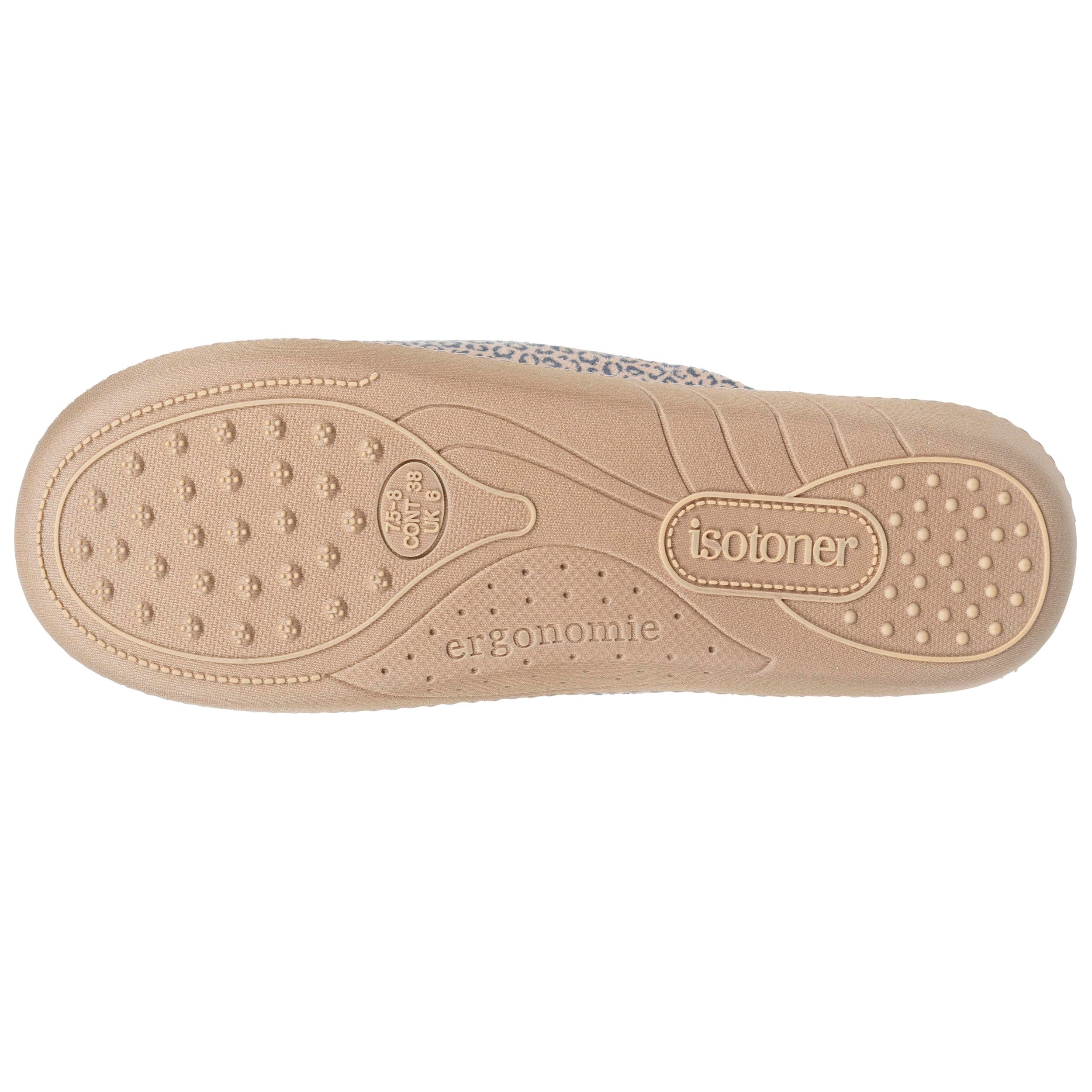 isotoner-chaussons-mules-femme-l-opard-beige-m-moire-de-forme image 5