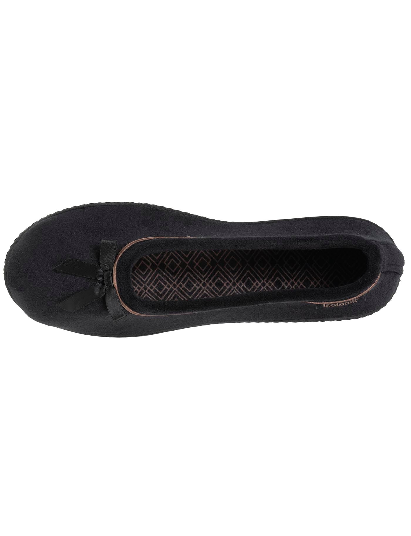 isotoner-chaussons-ballerines-femme-noir-beige-m-moire-de-forme image 7