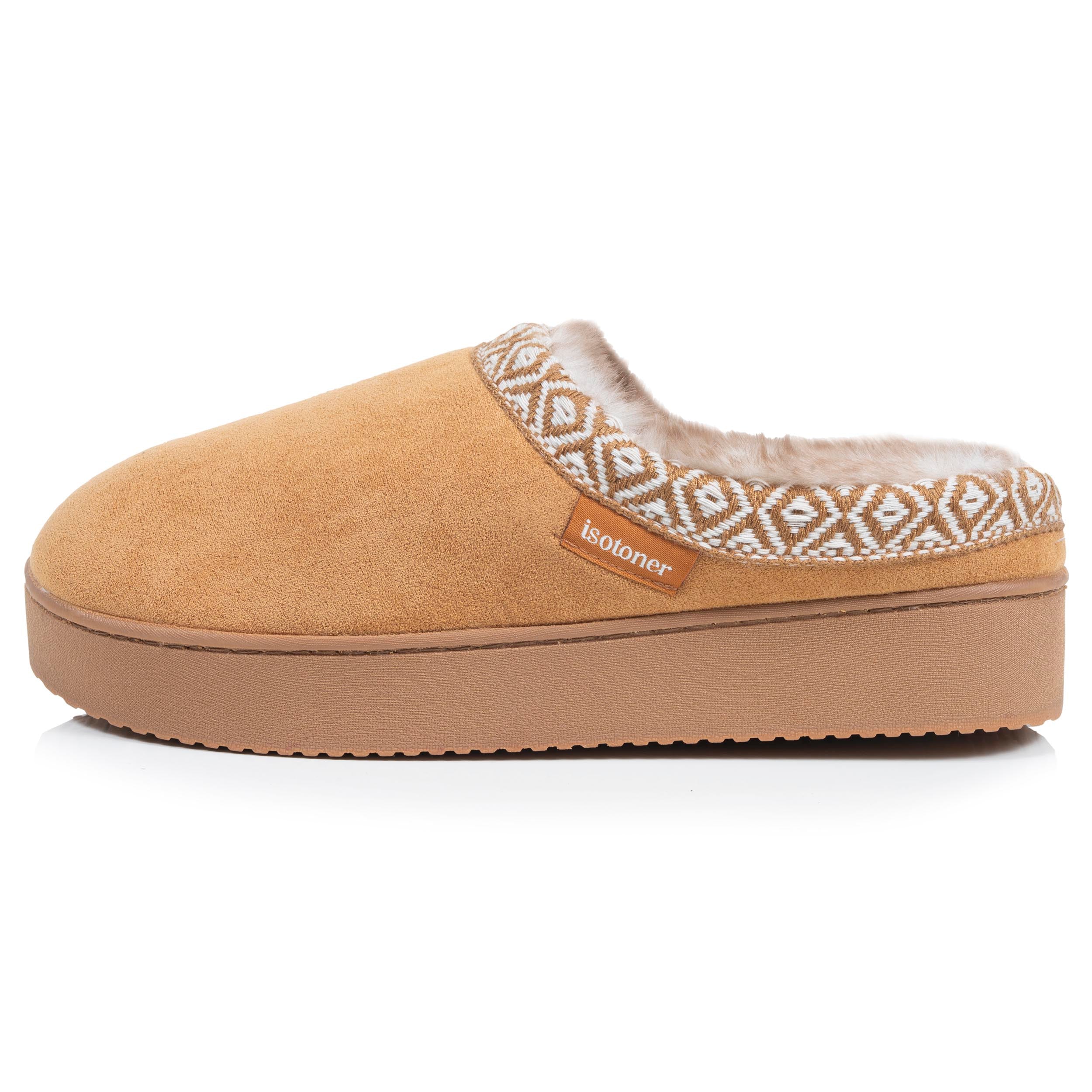 isotoner-chaussons-mules-plateforme-femme-camel-liser image 4