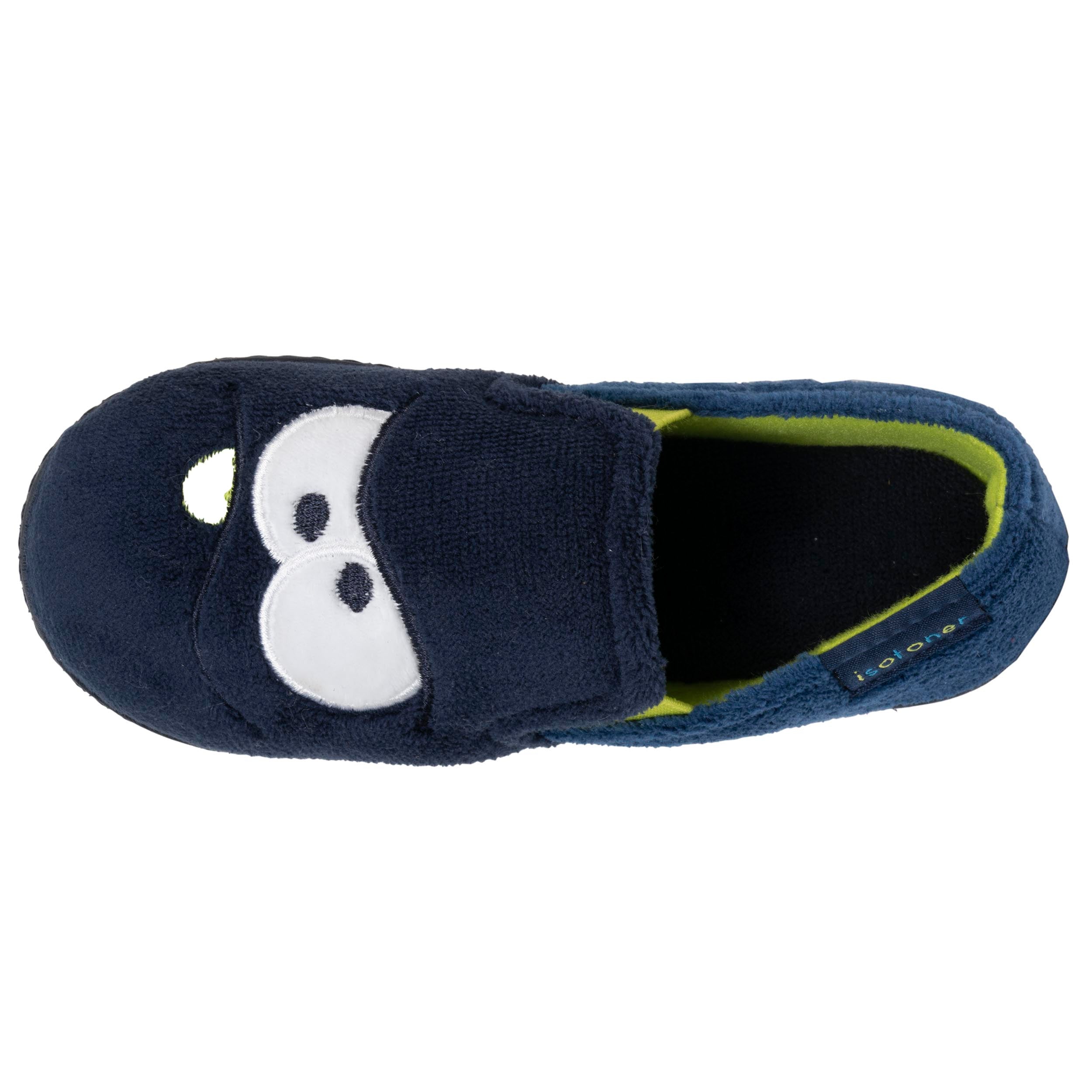 isotoner-chaussons-mocassins-enfant-marine-jaune image 2