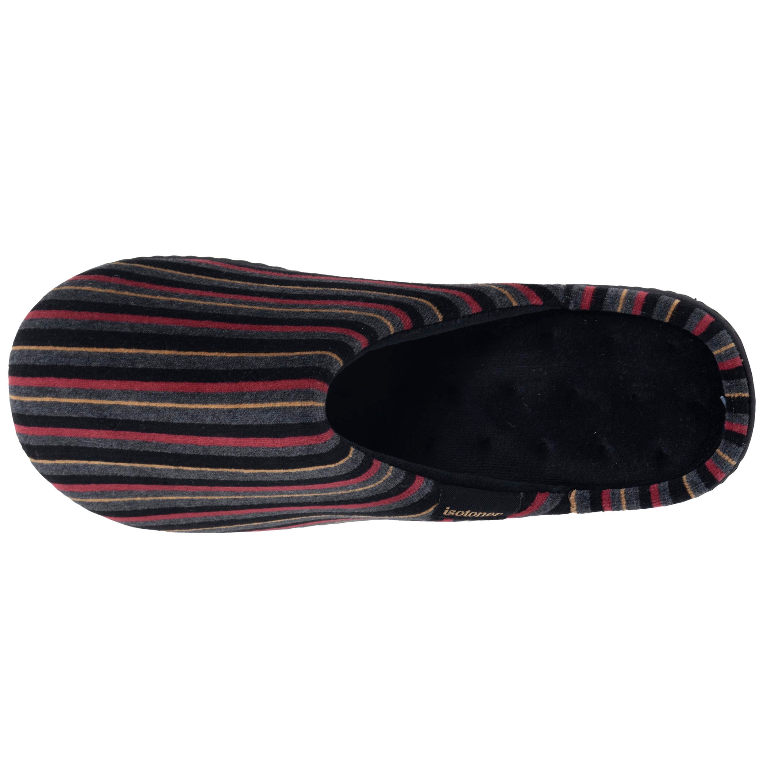 isotoner-chaussons-mules-homme-rayures-bordeaux image 3