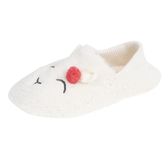 isotoner-chaussettes-slippers-femme-sherpa-lama-ivoire image 1
