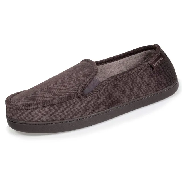 isotoner-chaussons-mocassins-homme-gris-chevrons image 1