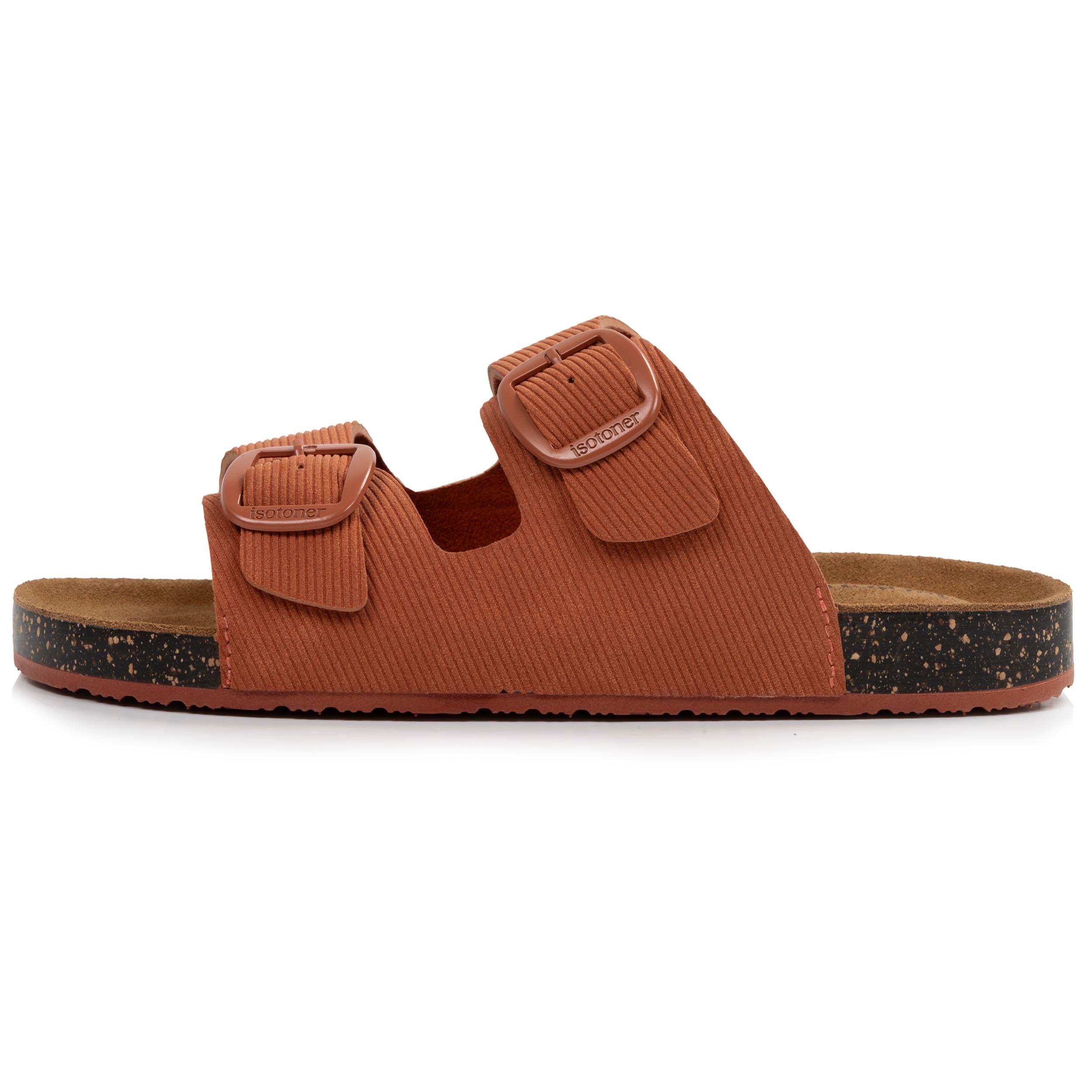 isotoner-mules-sandales-femme-double-bride-rouille-premium image 4