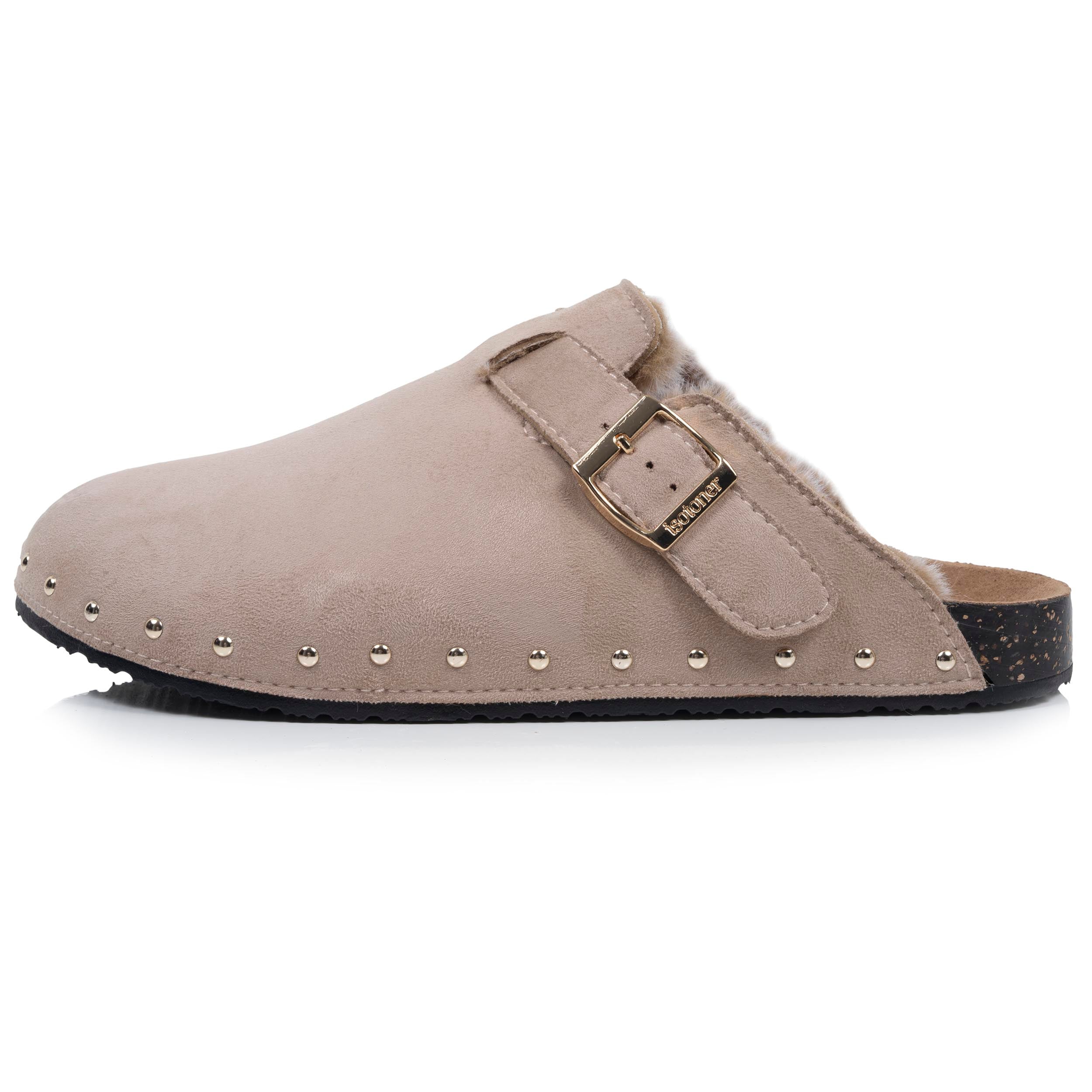 isotoner-sabots-femme-fourr-s-taupe-clous image 3