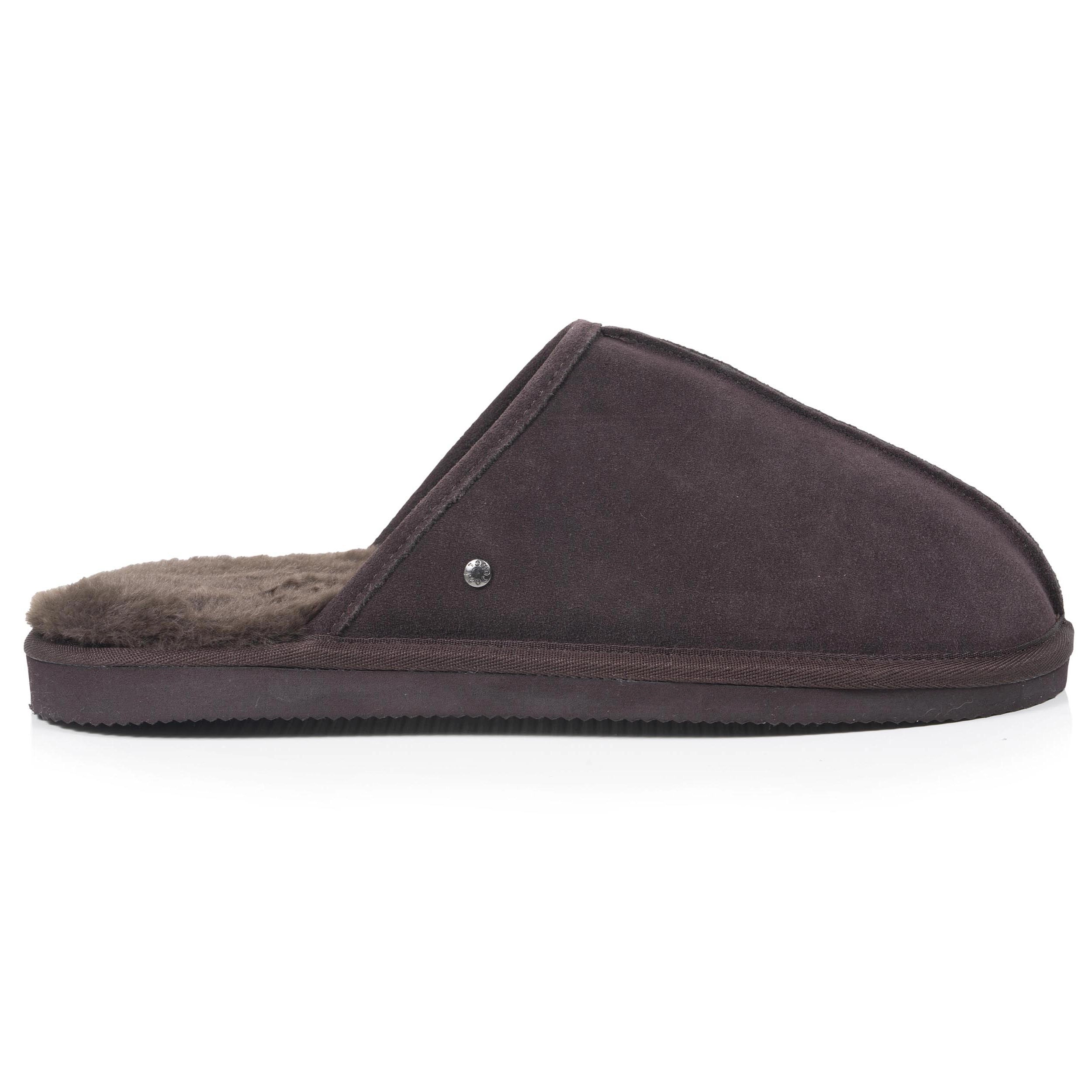 isotoner-chaussons-mules-homme-cuir-chocolat image 8