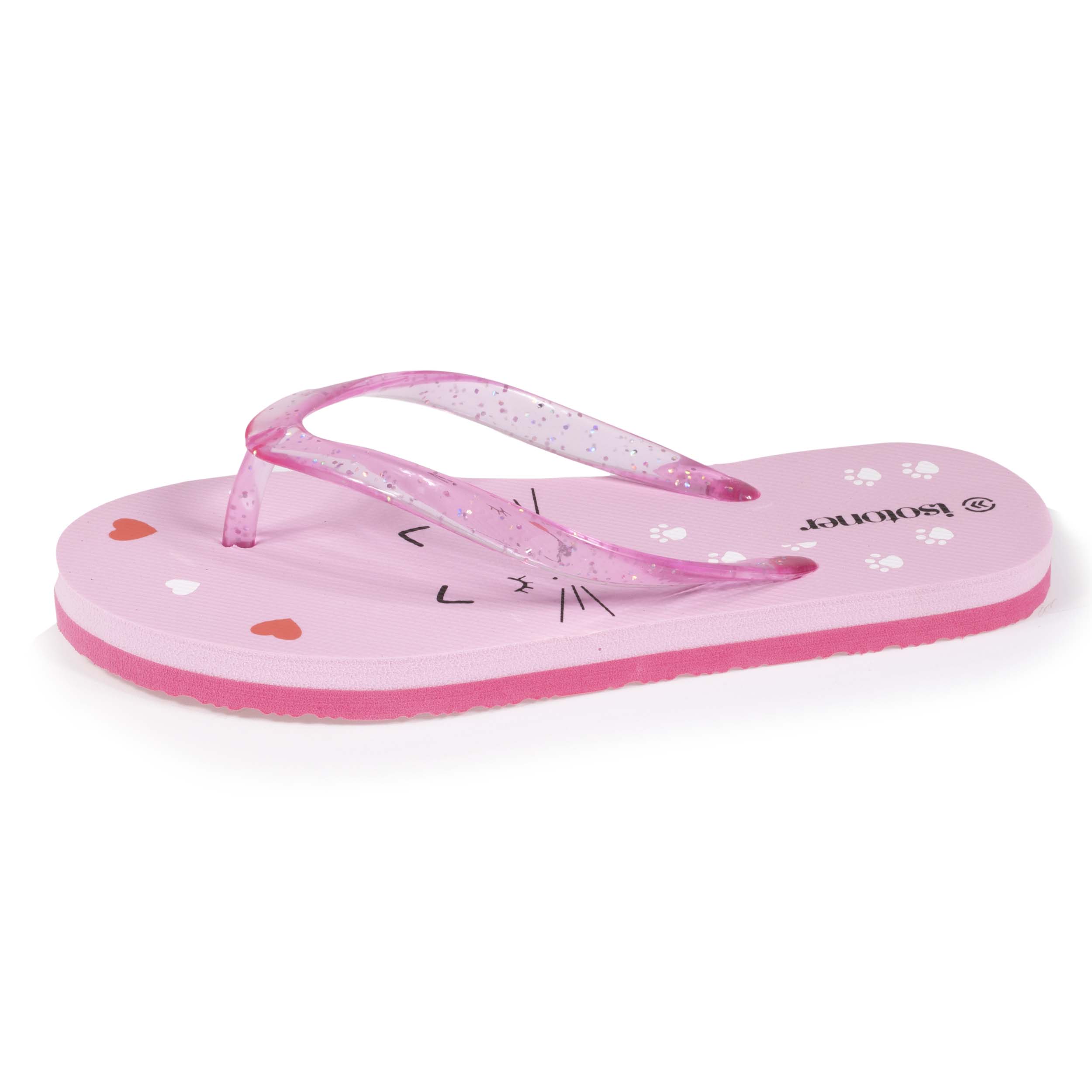 isotoner-tongs-enfant-chat-rose-fille image 1
