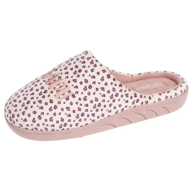 isotoner-chaussons-mules-junior-rose-l-opard-fille image 1