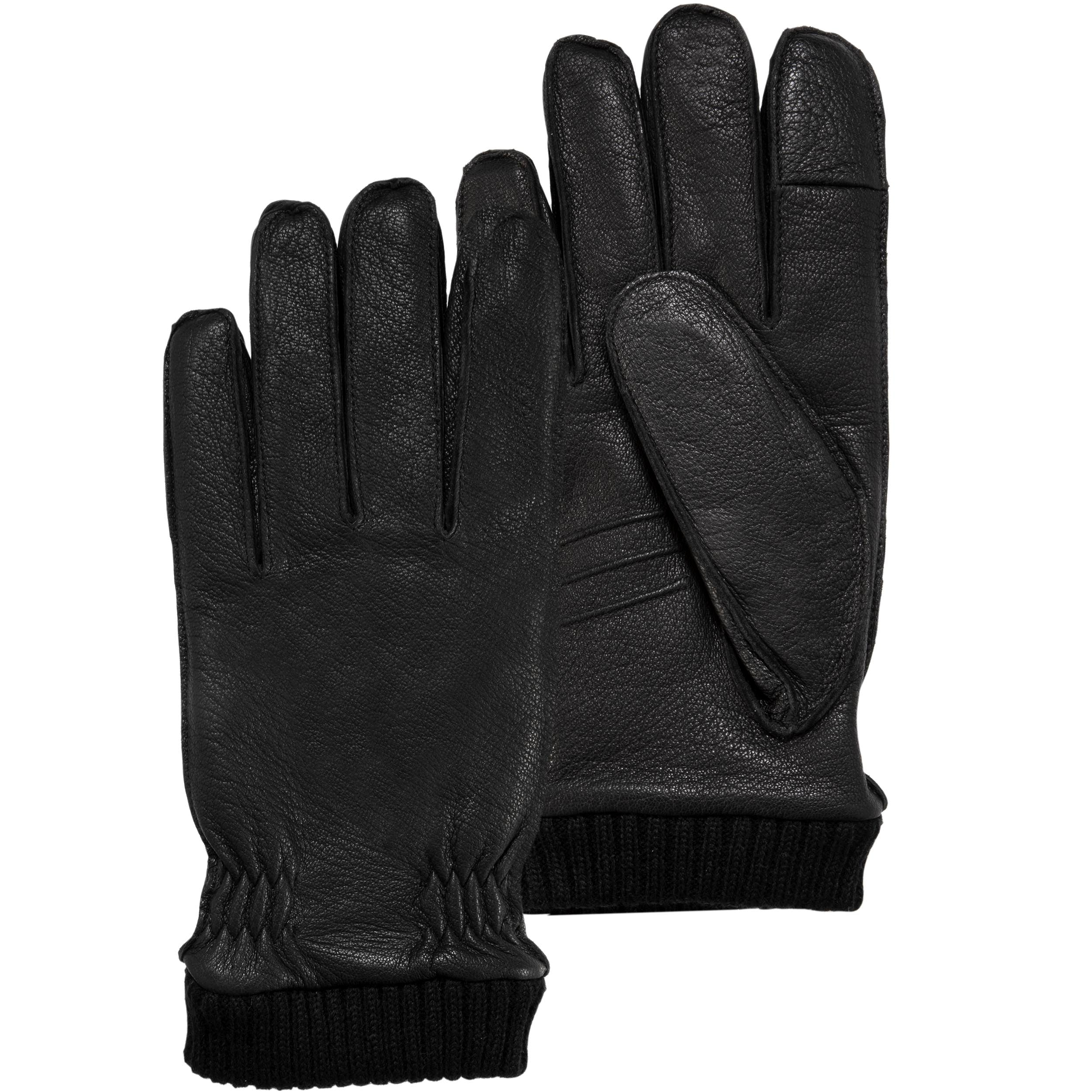 isotoner-gants-homme-smartouch-cuir-lastique-noir-doubl-s-chaud image 2
