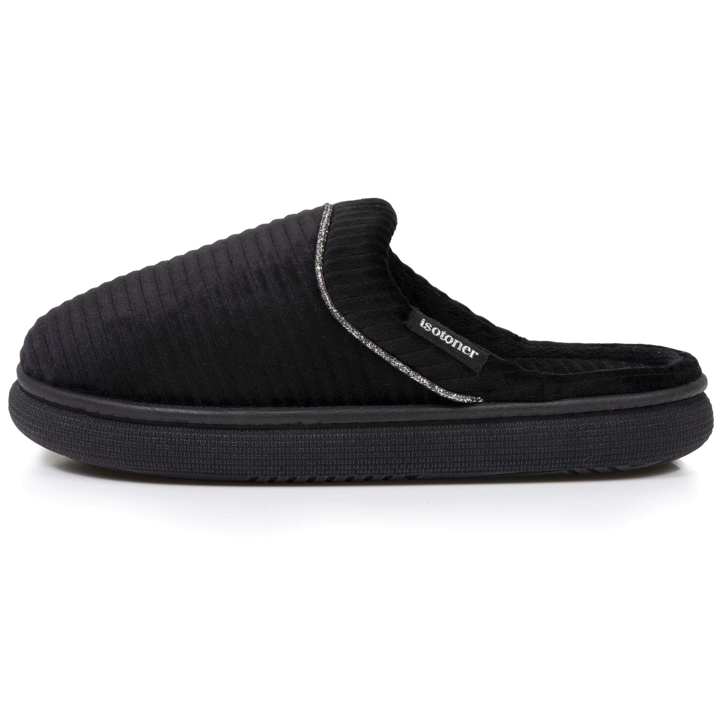 isotoner-chaussons-mules-femme-bloup-noir-semelle-rebondie image 3