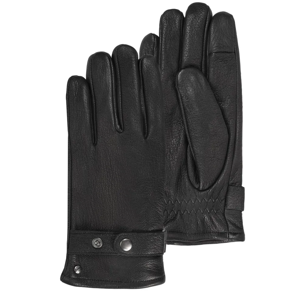 isotoner-gants-cuir-homme-noir-tactiles-chauds image 1