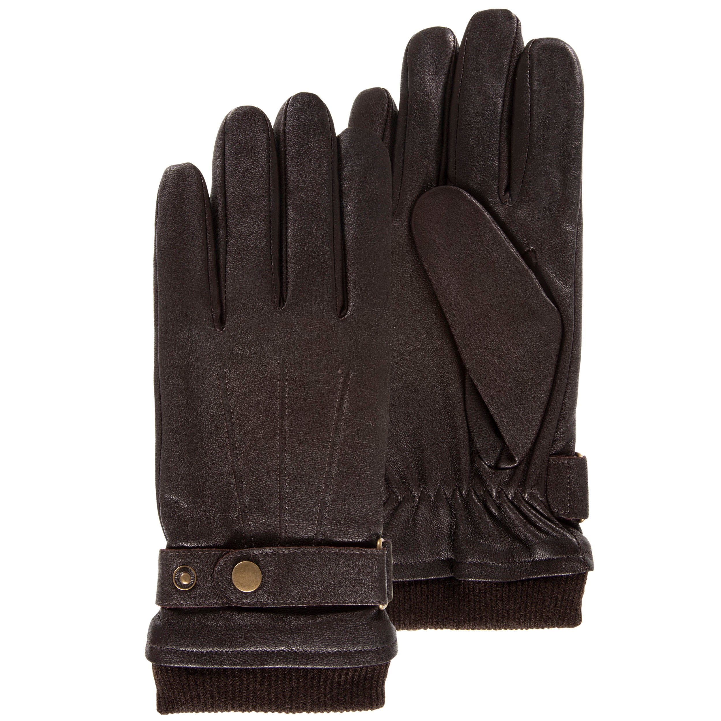 isotoner-gants-homme-cuir-patte-resserrage-marron image 1