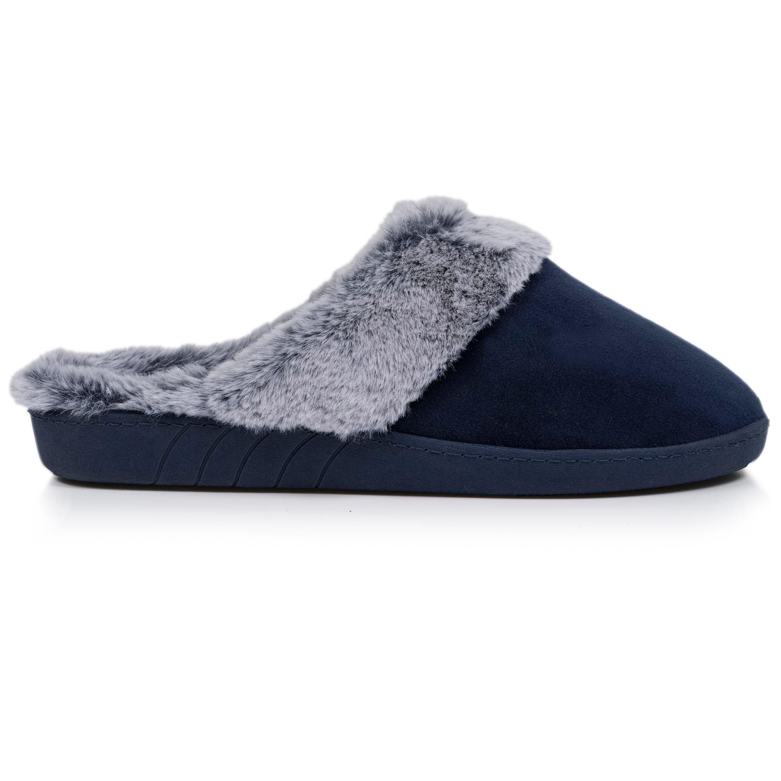 isotoner-chaussons-mules-femme-bord-fourr-marine image 8